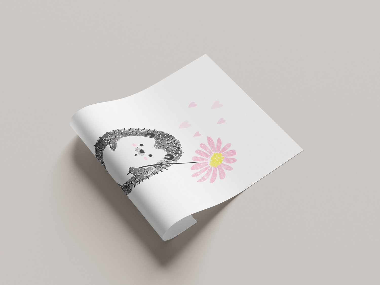 Lüttenhütt Poster "Igel mit Herzen und Blume", Fantasy-Herz-Herzen-Tiere, ( günstig online kaufen