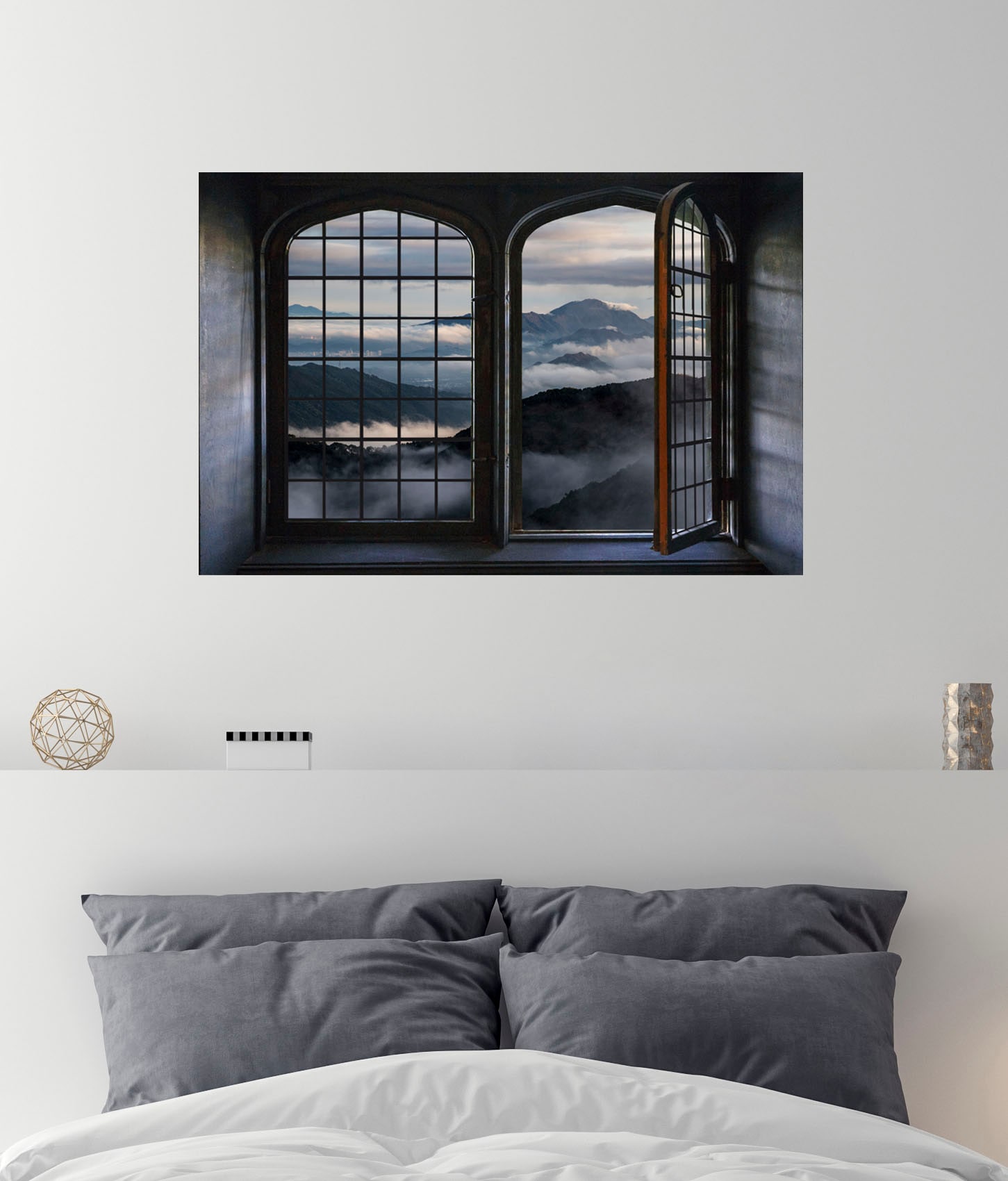 queence Wandsticker »Wolkendecke«, Wandsticker, Wandbild, selbstklebend, 3D, Fenster