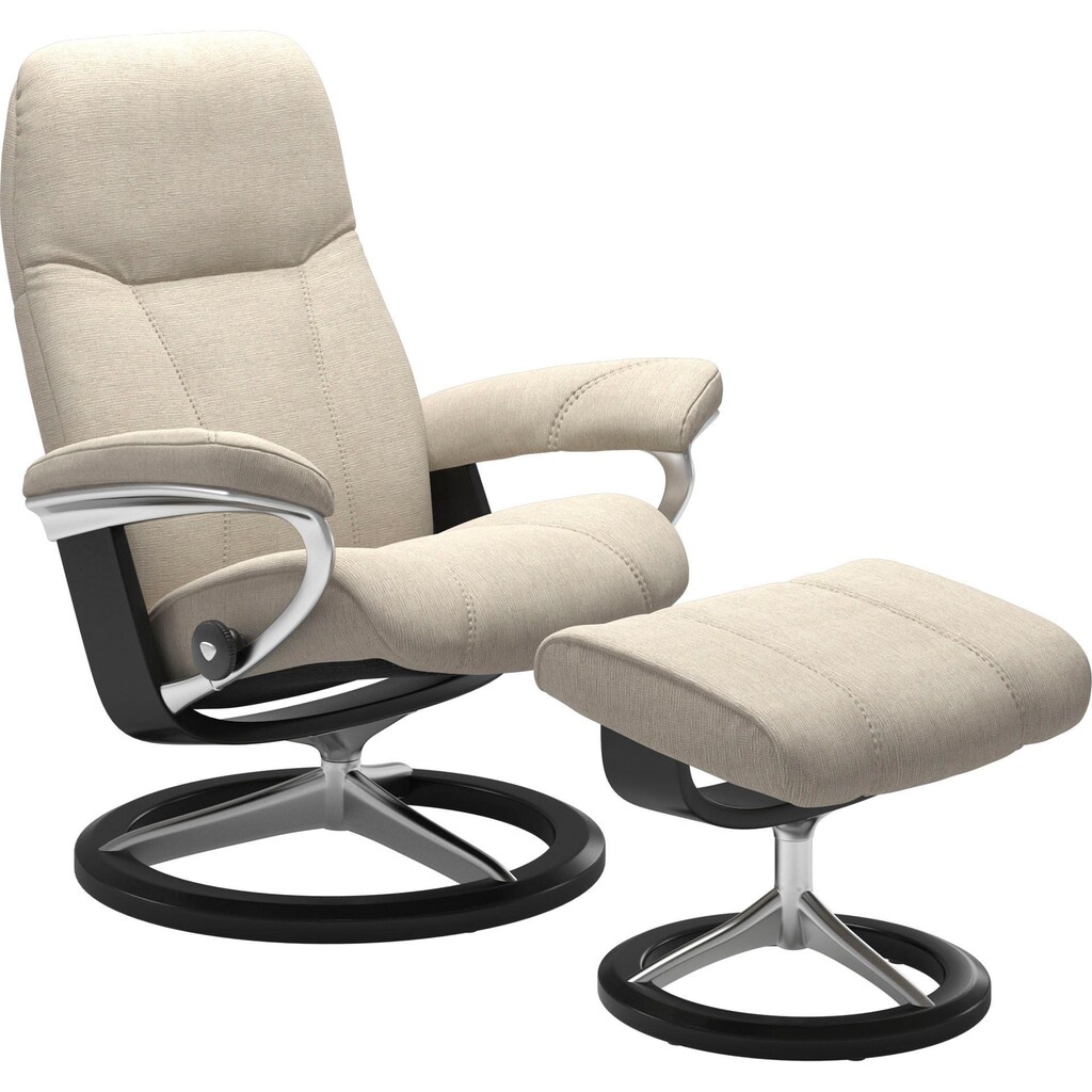 Stressless® Relaxsessel »Consul«, (Set, Relaxsessel mit Hocker), mit Hocker, mit Signature Base, Größe M, Gestell Schwarz