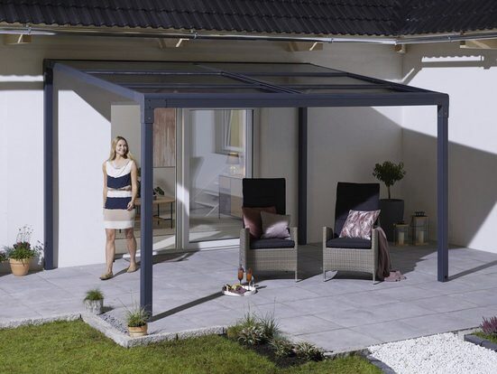 KONIFERA Anbaupavillon "Pergola Anguilla" Schiebedach, in 292 cm und 392 cm Breite, Höhe: 208 bis 262 cm, Alu