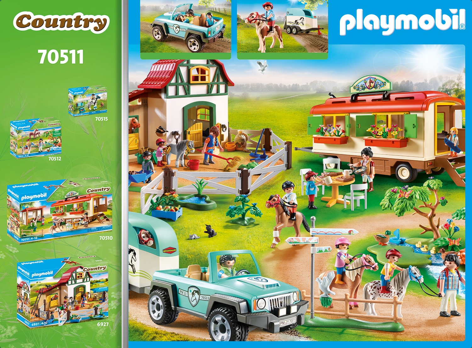 Playmobil® Konstruktions-Spielset »PKW mit Ponyanhänger (70511), Country«, (44 St.), Made in Germany