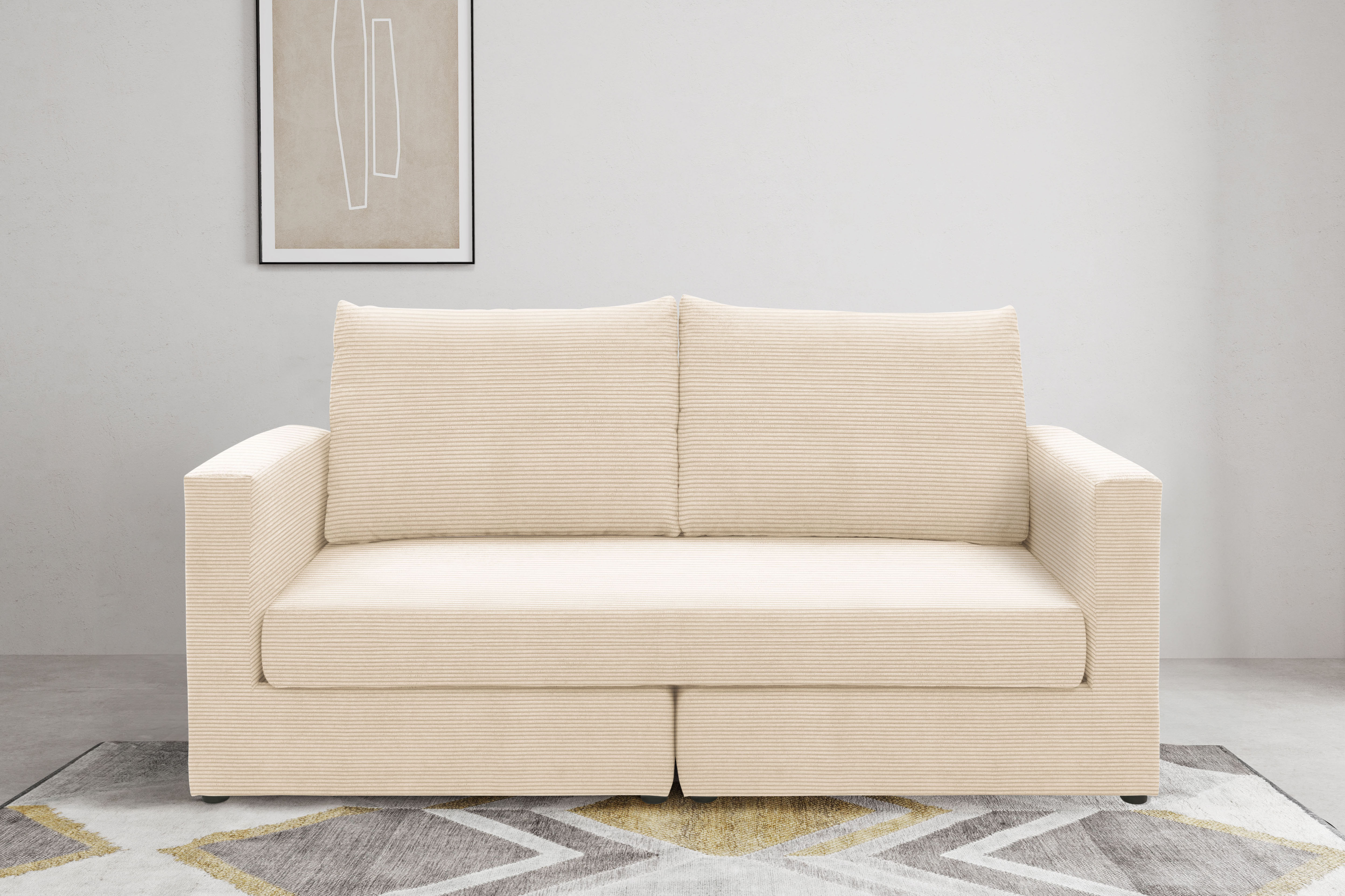 DOMO collection 2-Sitzer "Bibury, modernes Sofa, B/T/H: 178/80/90 cm" Sitzfläche mit Federkern, inkl. 2 Rückenkissen