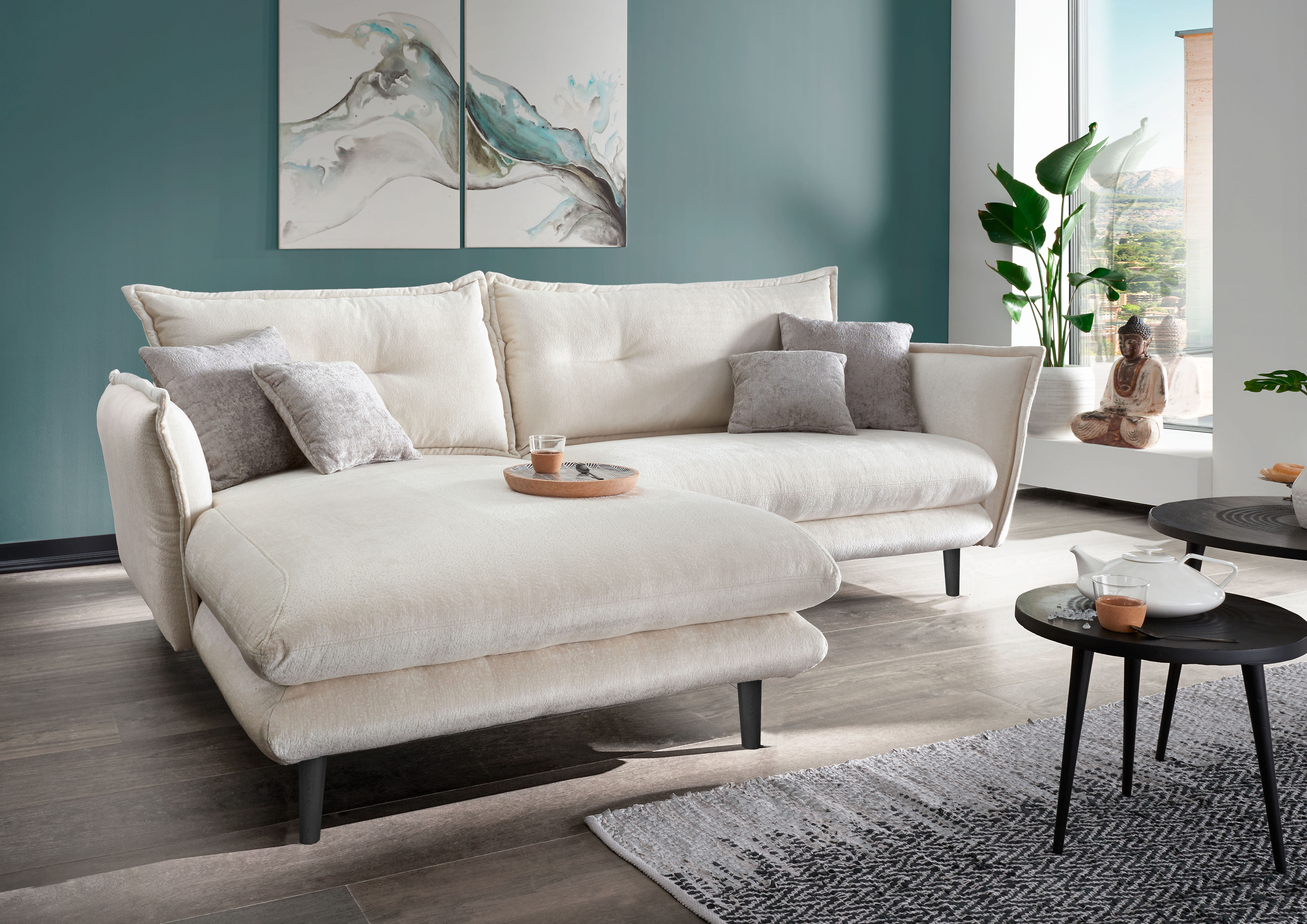 Home affaire Ecksofa "Levke, 255 x 180 cm, modern und bequem" Webstoff, L-Form, inkl. Rücken- und Zierkissen