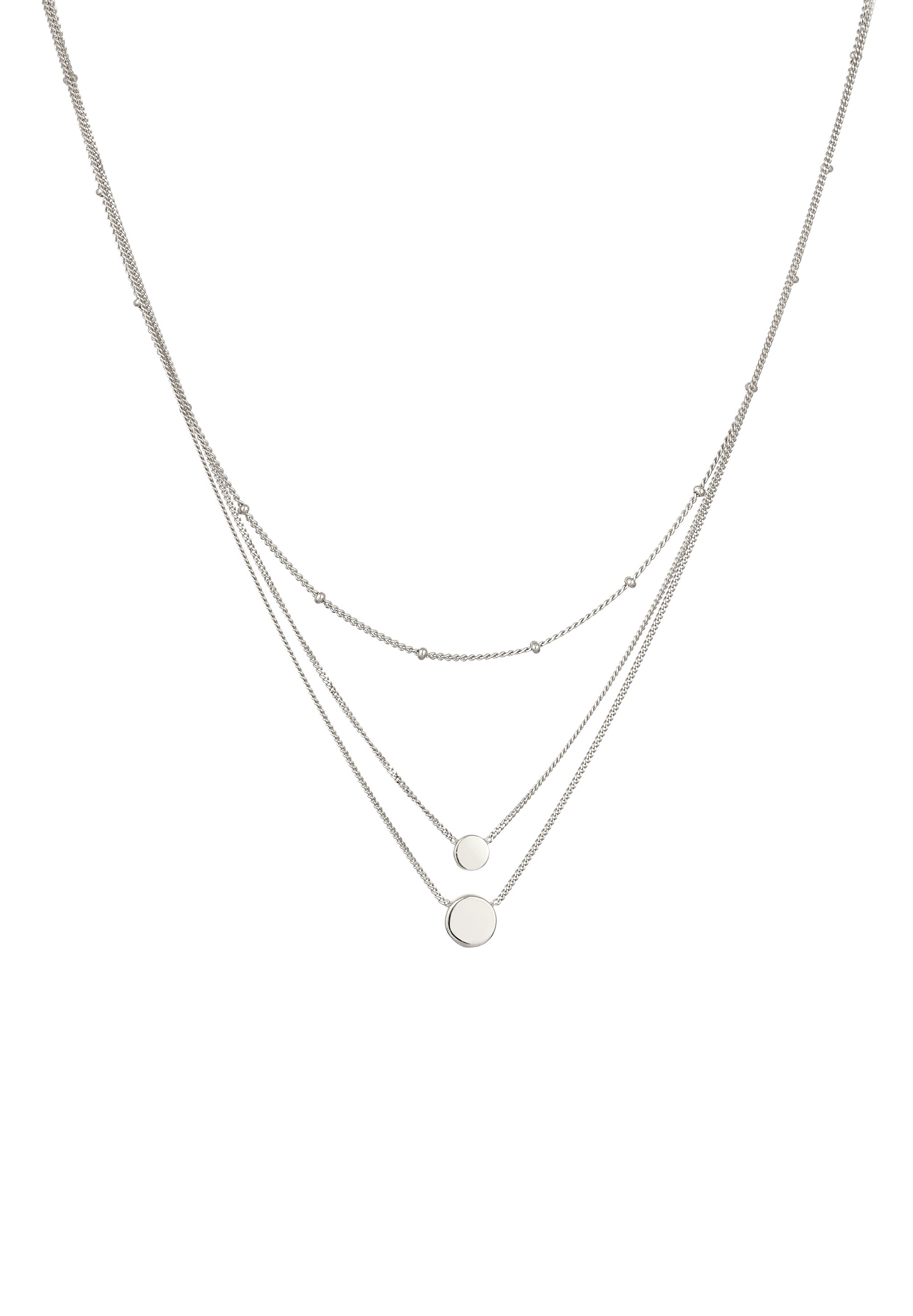 Elli Silberkette »Halskette Layer Plättchen Synthetischer Opal Weiß 925 Sterling Silber«