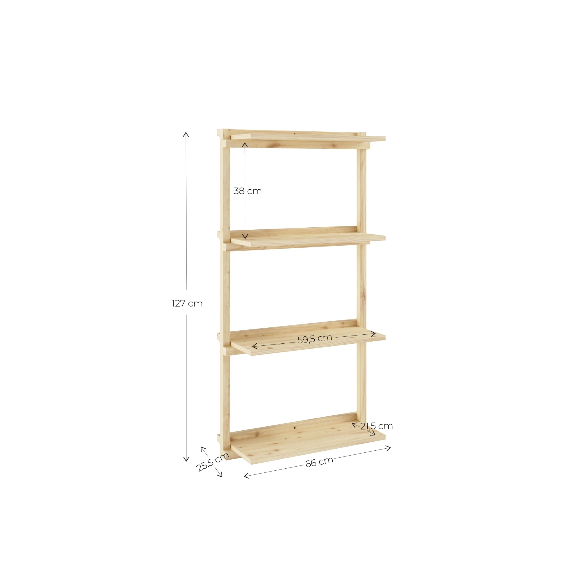 Karup Design Wandregal »Groove Shelving Narrow, Wandregal, Aufbewahrung, Deko, Platzsparend«, (B/H/T ca: 66x25,5x127cm), inkl. 4 Abnehmbare Regalböden aus FSC®-zertifiziertem Massivholz