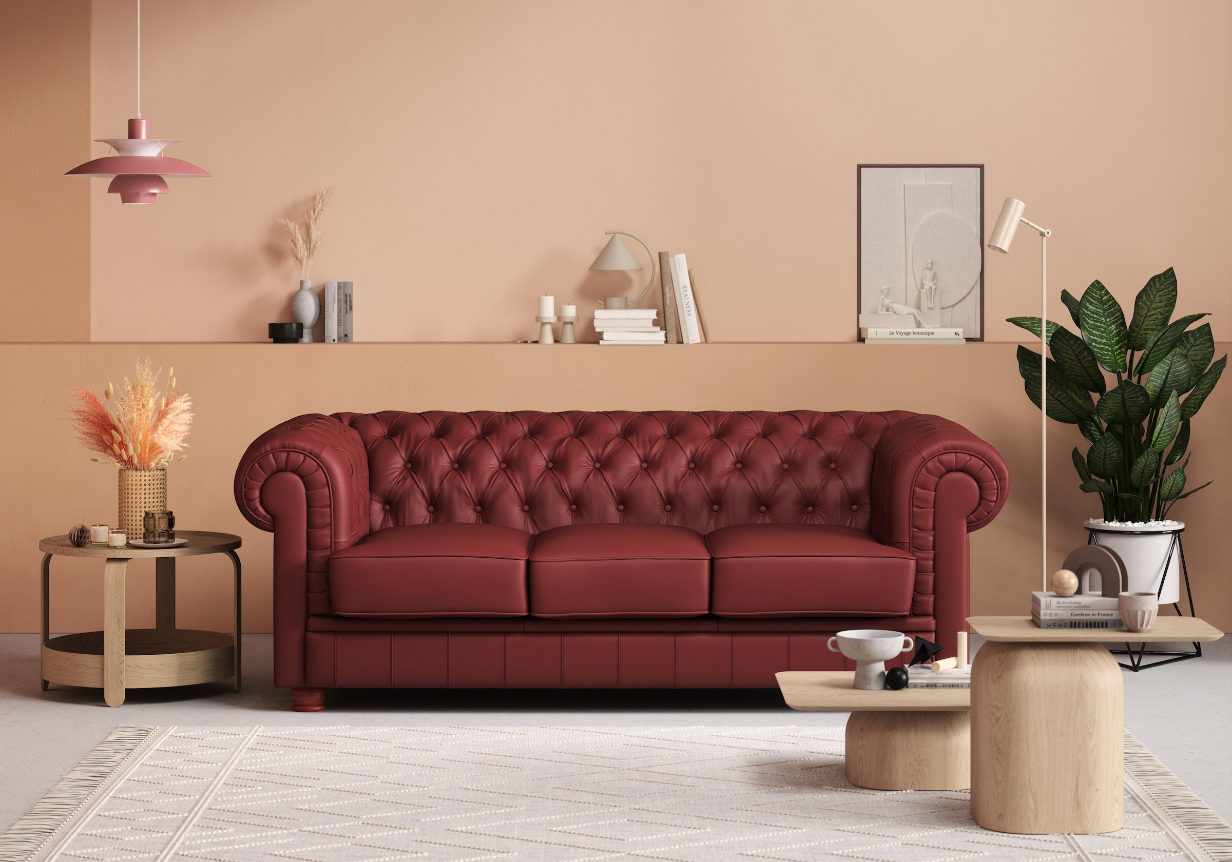 Max Winzer Chesterfield-Sofa "Kent edel und bequem, tolle Detailverarbeitung, komfortable Armlehnen", 3-Sitzer mit aufwe