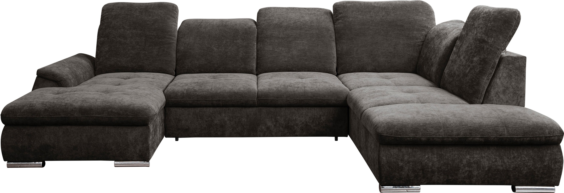 Wohnlandschaft WERK2, B:356cm H:105cm T:237cmgrau, 100% Polyester, Sofas, "Pula", verstellbare Kopfteile, mit Schlaffunktion und Bettkasten