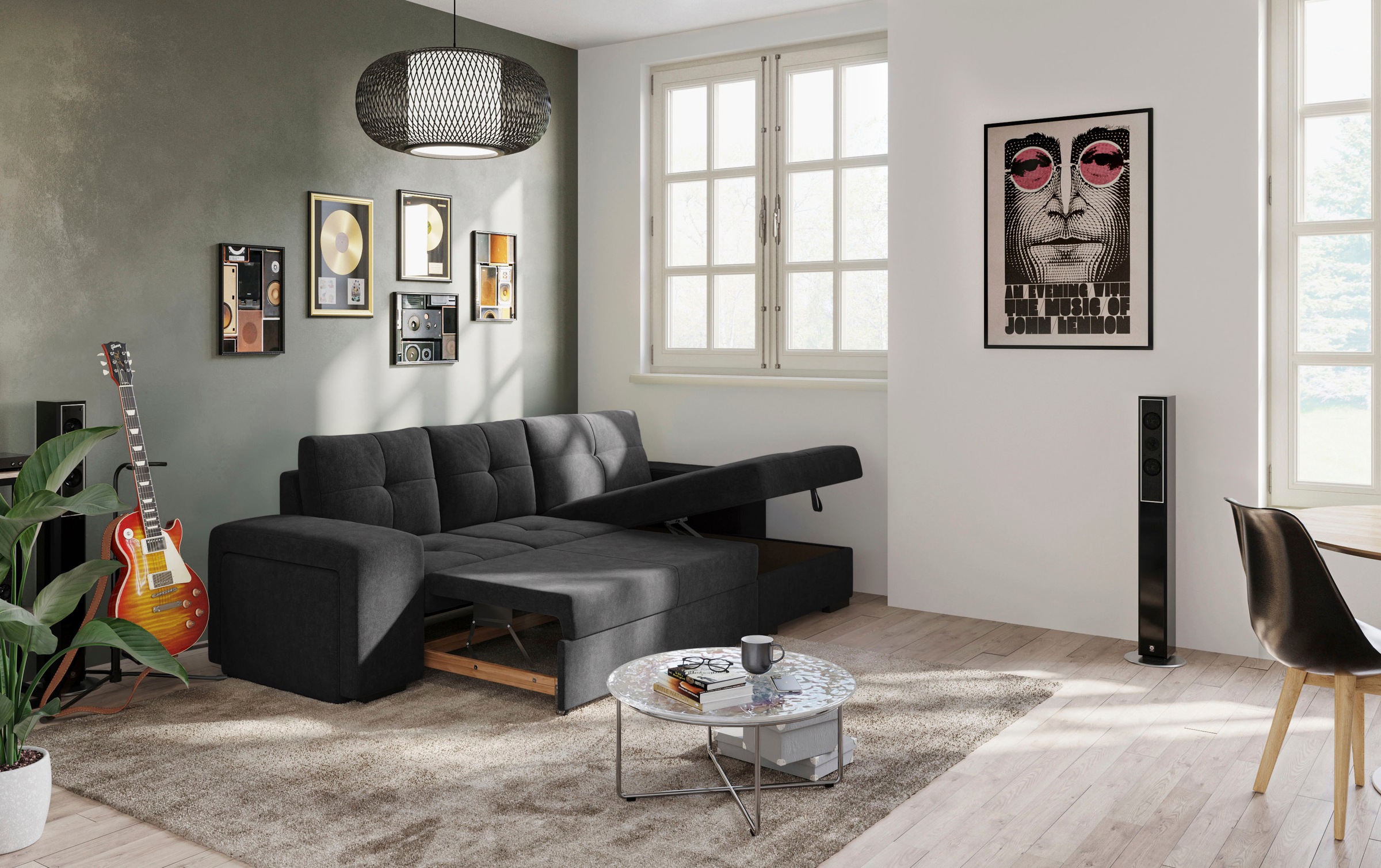 COTTA Ecksofa »Mattina L-Form«, inkl. Hocker, wahlweise mit Bettfunktion und Bettkasten