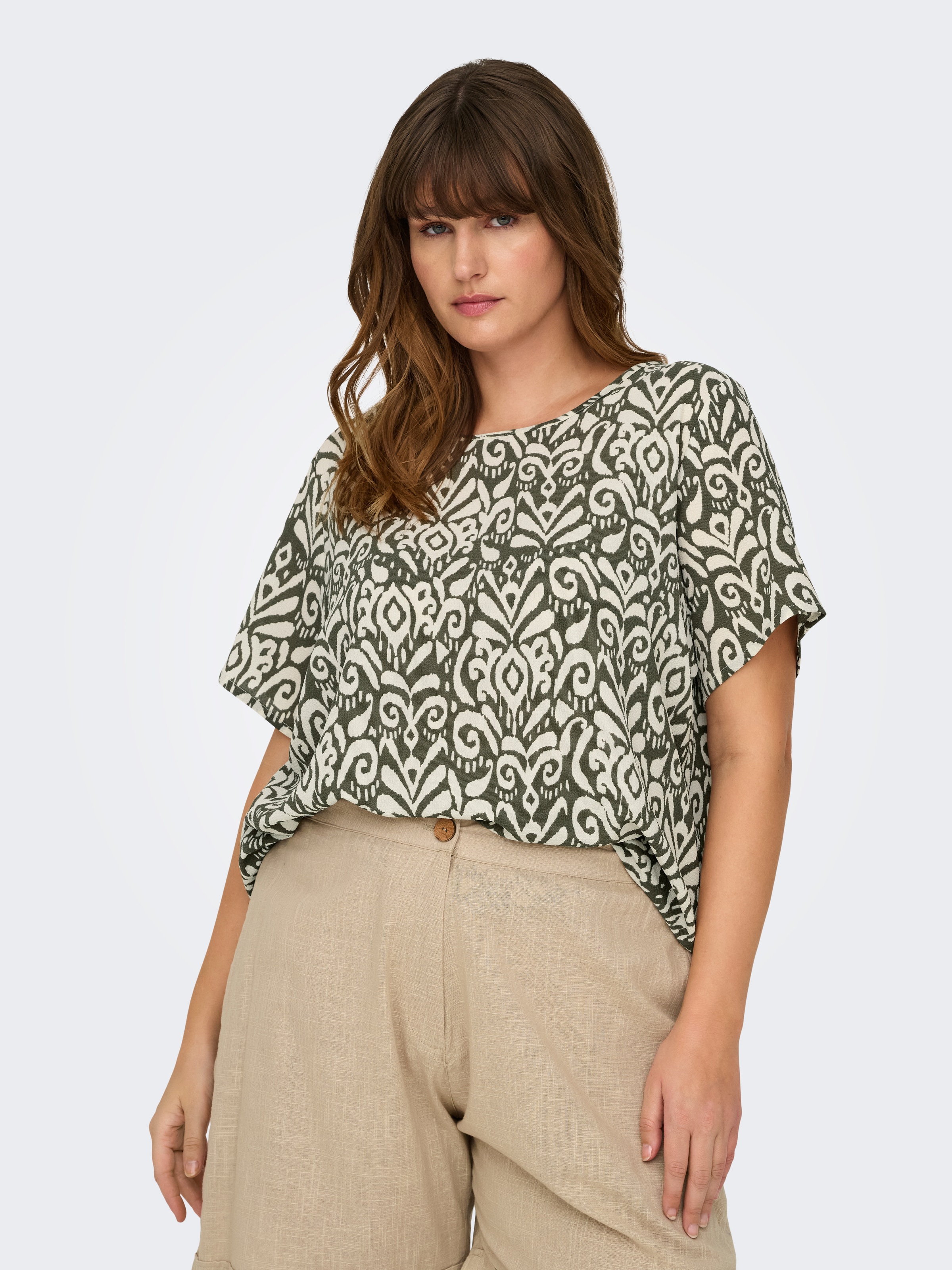 ONLY CARMAKOMA Shirtbluse "CARVICA SS TOP WVN NOOS" Materialmix, regular fi günstig online kaufen