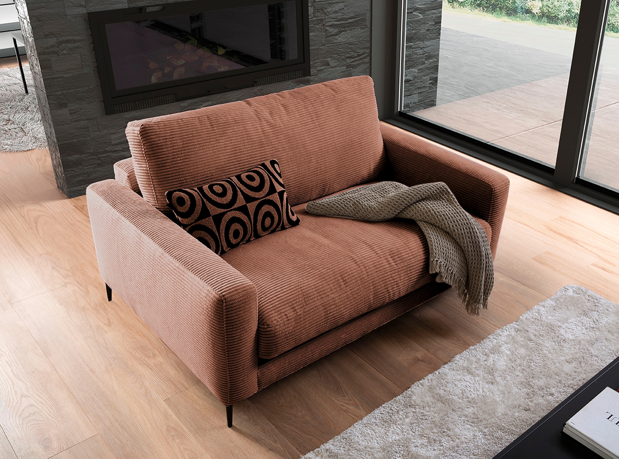 INOSIGN 1,5-Sitzer »Downtown B/T/H: 152/105/84 cm«, weicher Sitzkomfort, Cord, gemütliches Loungemöbel zum Relaxen