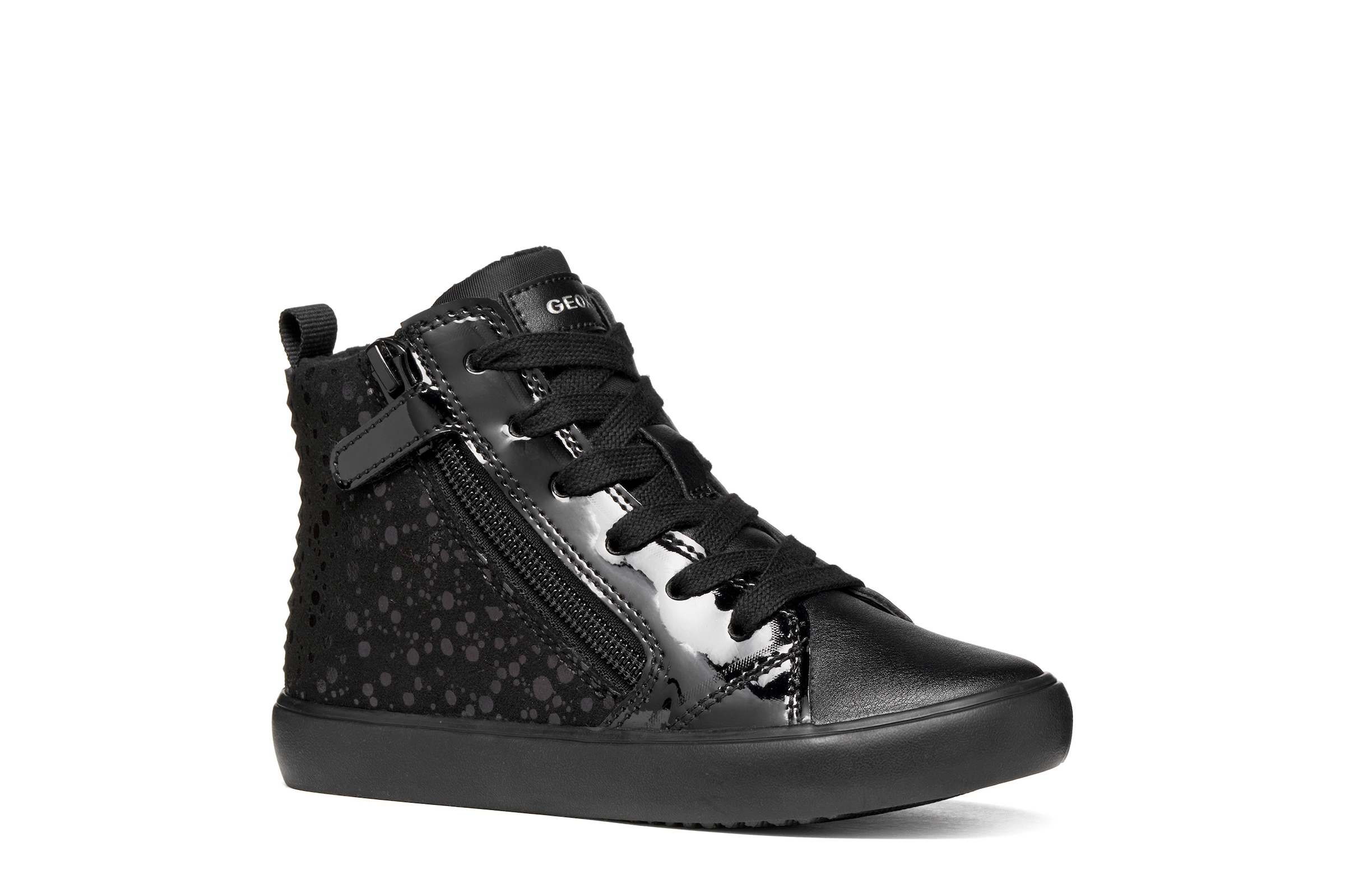 Geox Sneaker "J GISLI GIRL" Schnürboots in Metallicoptik, Warmfutter, Größenschablone zum Download