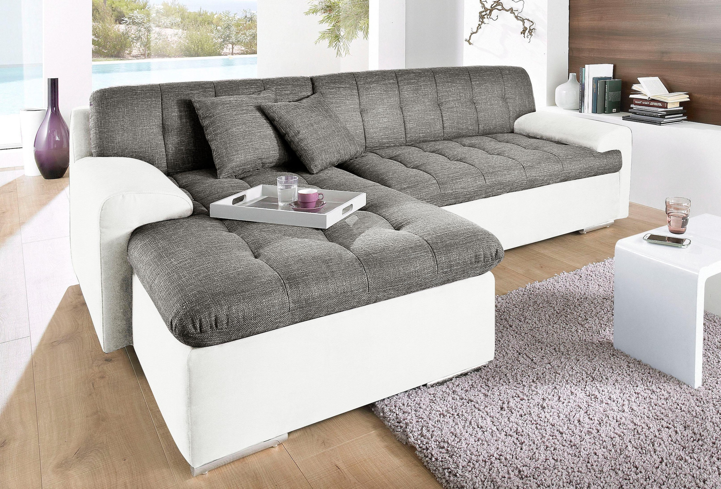 TRENDMANUFAKTUR Ecksofa "Reggae, modern und bequem, aktueller Materialmix, günstig online kaufen