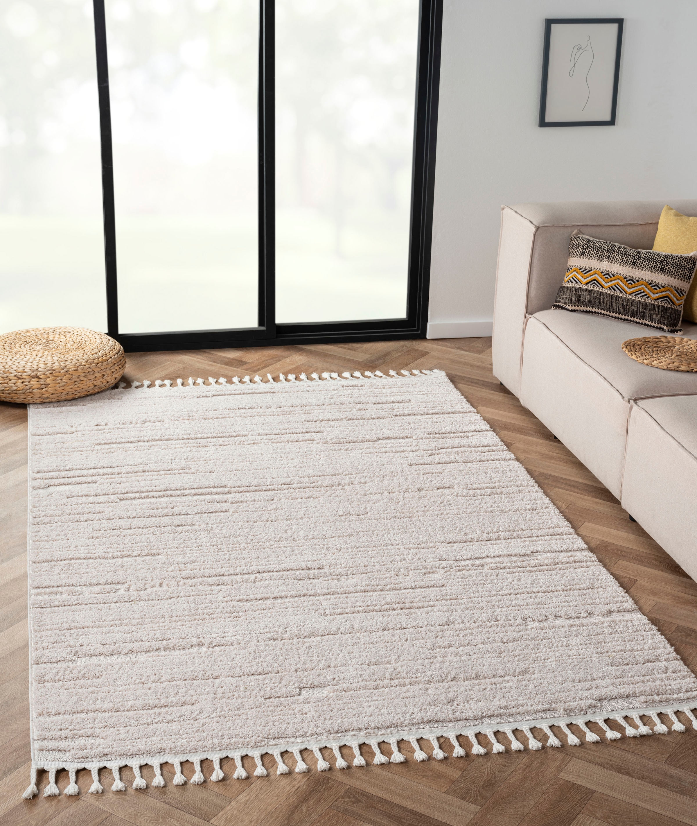 carpetfine Teppich »Holly 4 - Soft Touch Microfaser Teppich«, rechteckig, Boho  Scandi, weiche dichte getuftete Hoch-Tief-Struktur, Wohnzimmer auf Rechnung  | BAUR