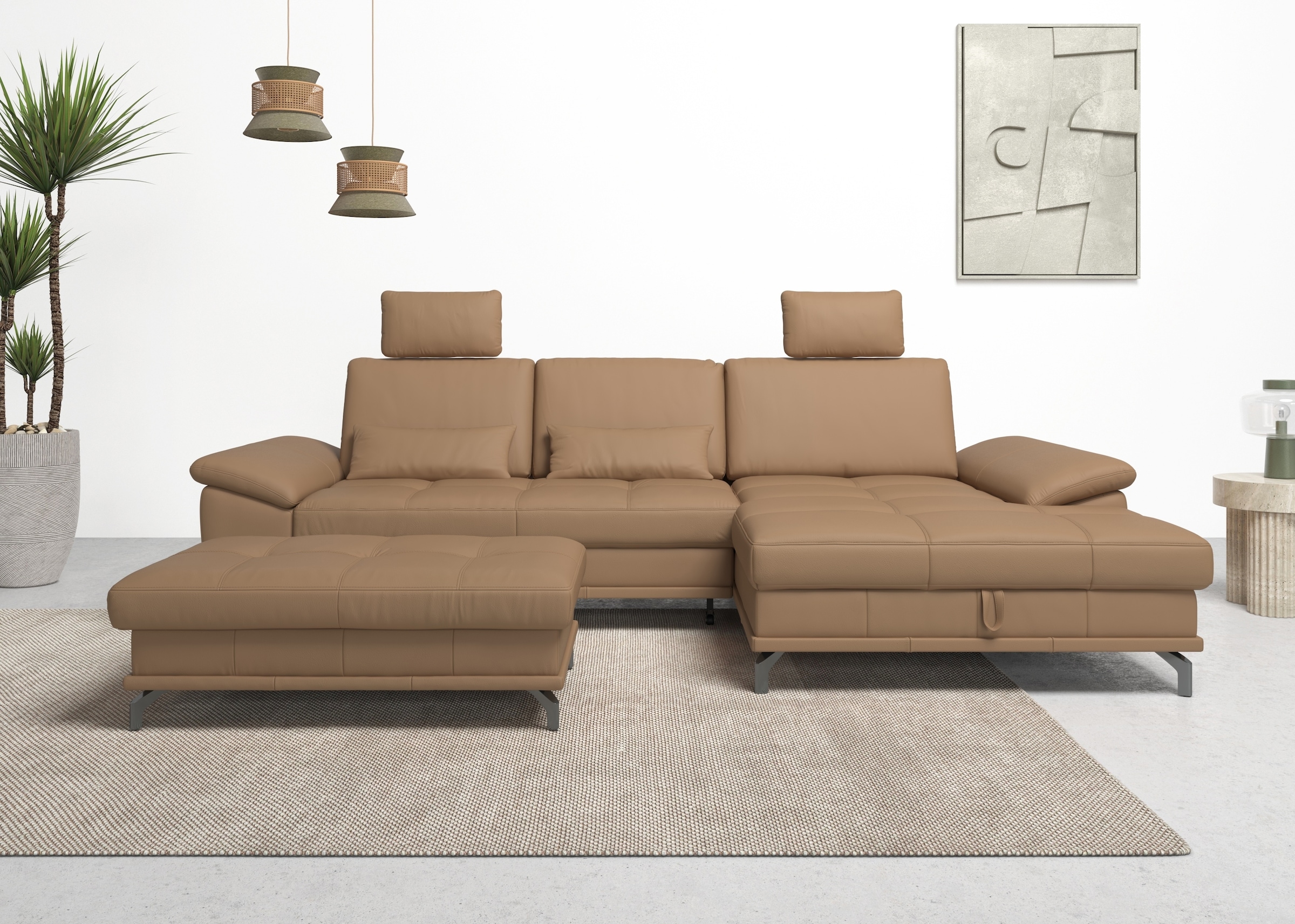 PLACES OF STYLE Ecksofa "Costello L-Form, B: 301 cm mit Sitztiefen-, Armtei günstig online kaufen