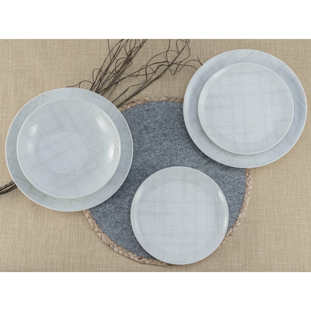 Chic«, (Set, Tafelservice Personen - 12 CreaTable Teller-Set tlg., 4 BAUR 4 für Home Shabby Used-/Vintage-Look, »Geschirr-Set weiß, Personen), Service, 12 | Teile, für