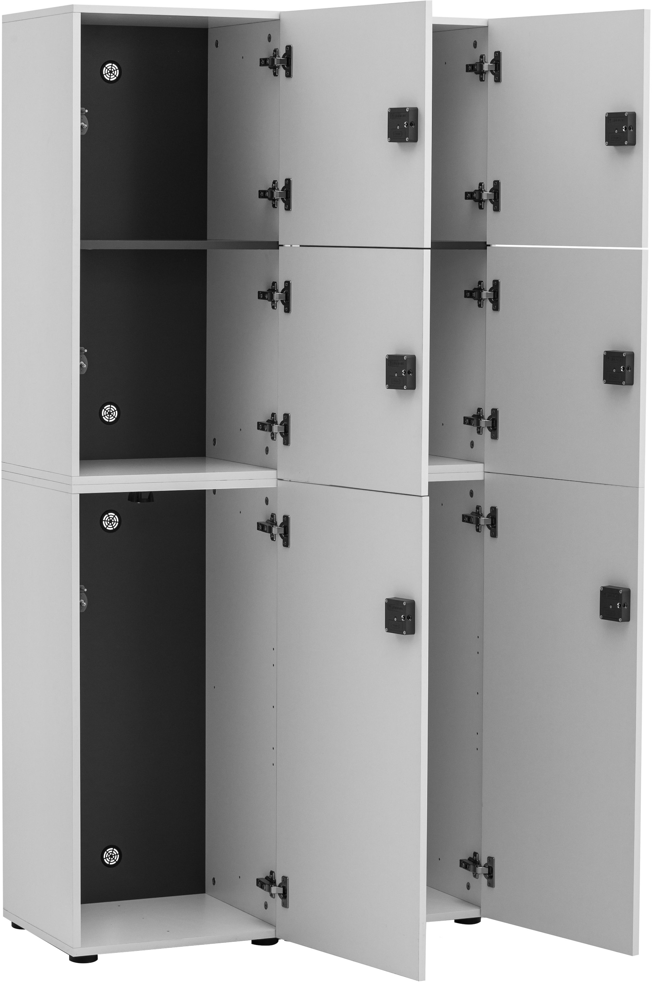 Schildmeyer Garderoben-Set »Locked Spind Schrank Set mit 4 Spinden«, (4 St.), 2x Spind mit 1 Tür, 2 x Spind mit 2 Türen, Made in Germany