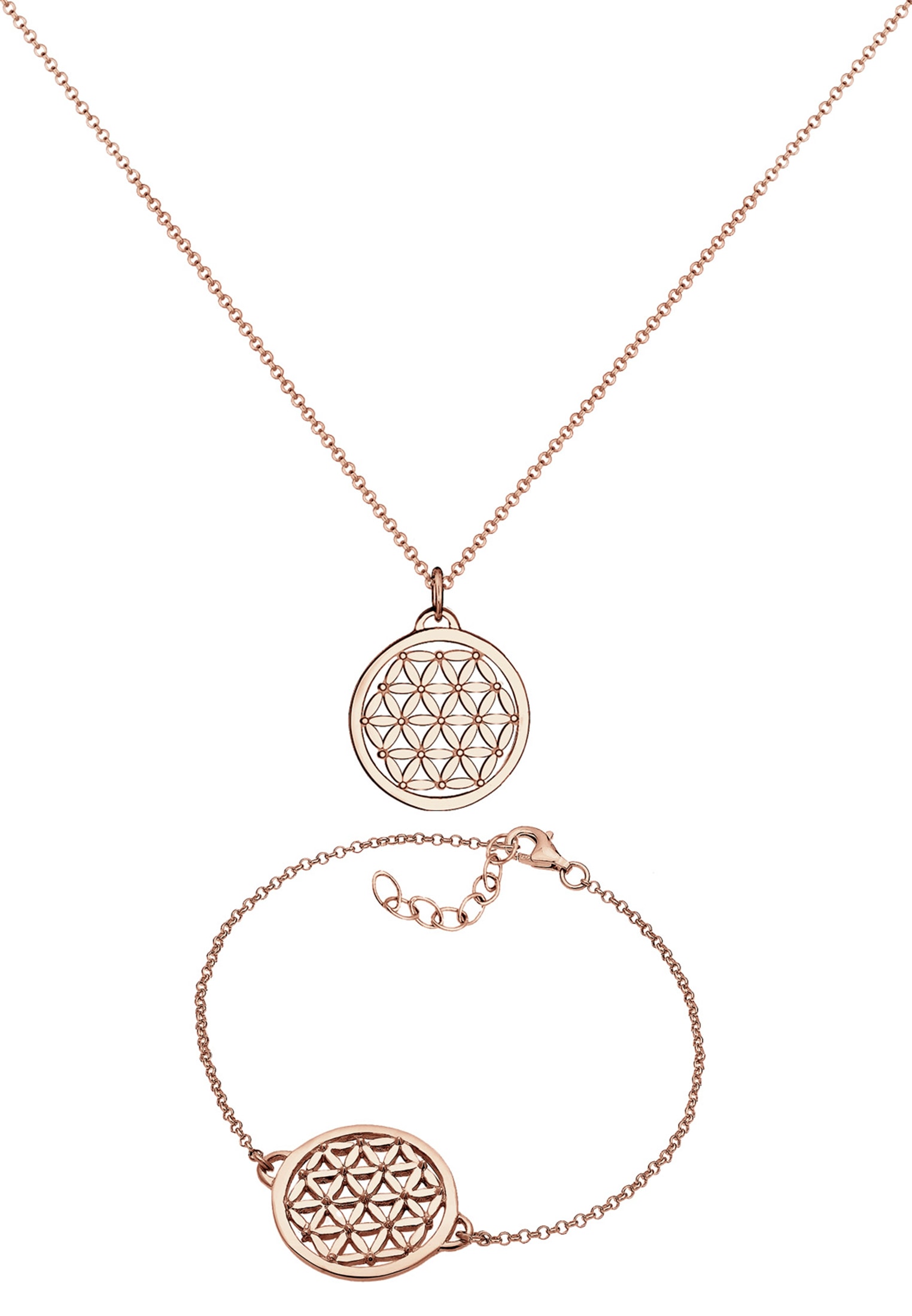 Elli Schmuckset »Set Kette Ohrstecker Blume des Lebens 925 Sterling Silber«
