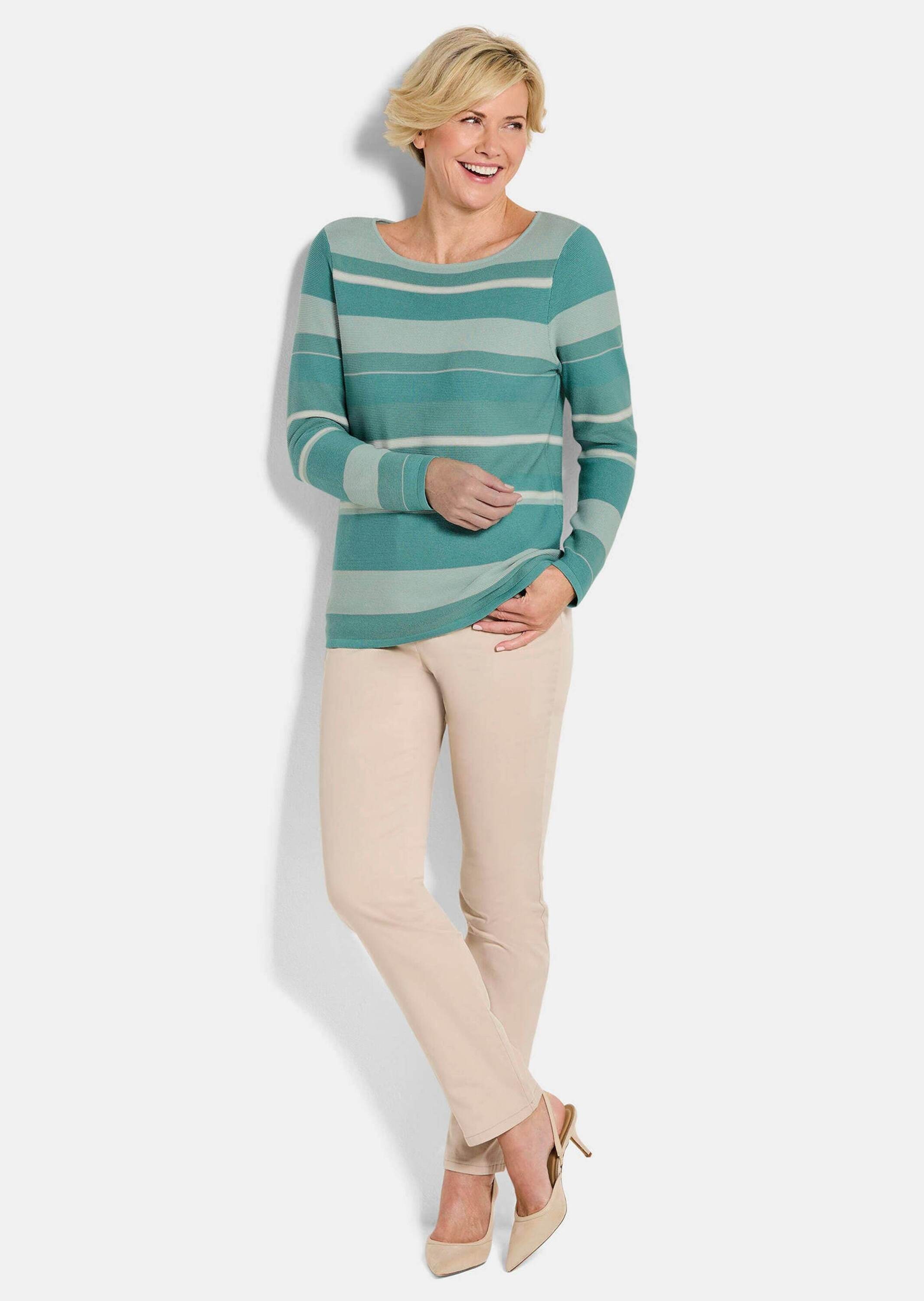 GOLDNER Rundhalspullover "Strickpullover im Ringel-Look" farbharmonischer R günstig online kaufen