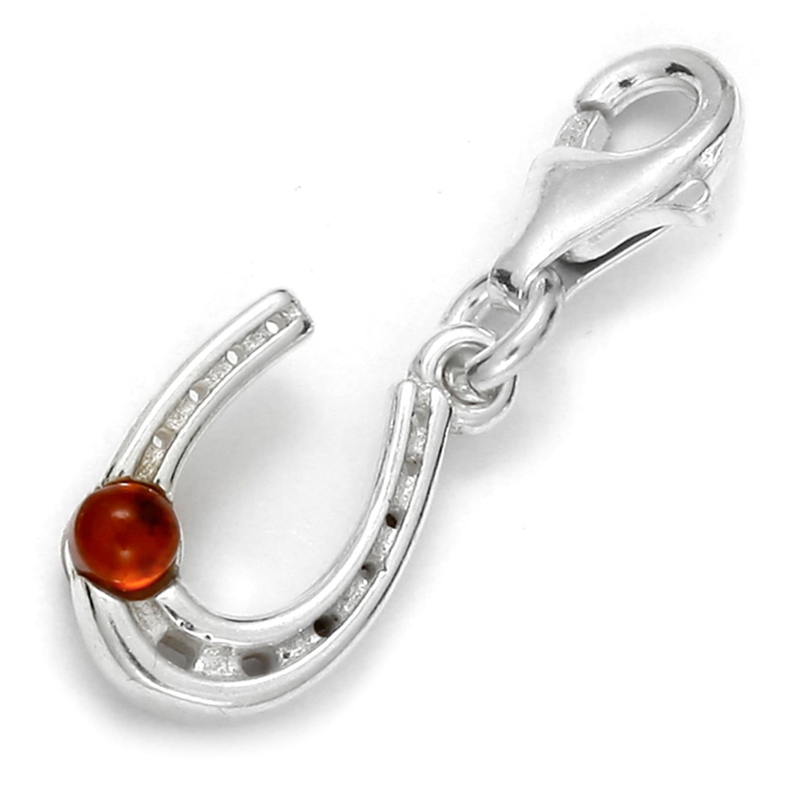 Ostsee-Schmuck Horseshoe Charm Pendant White Silver 925