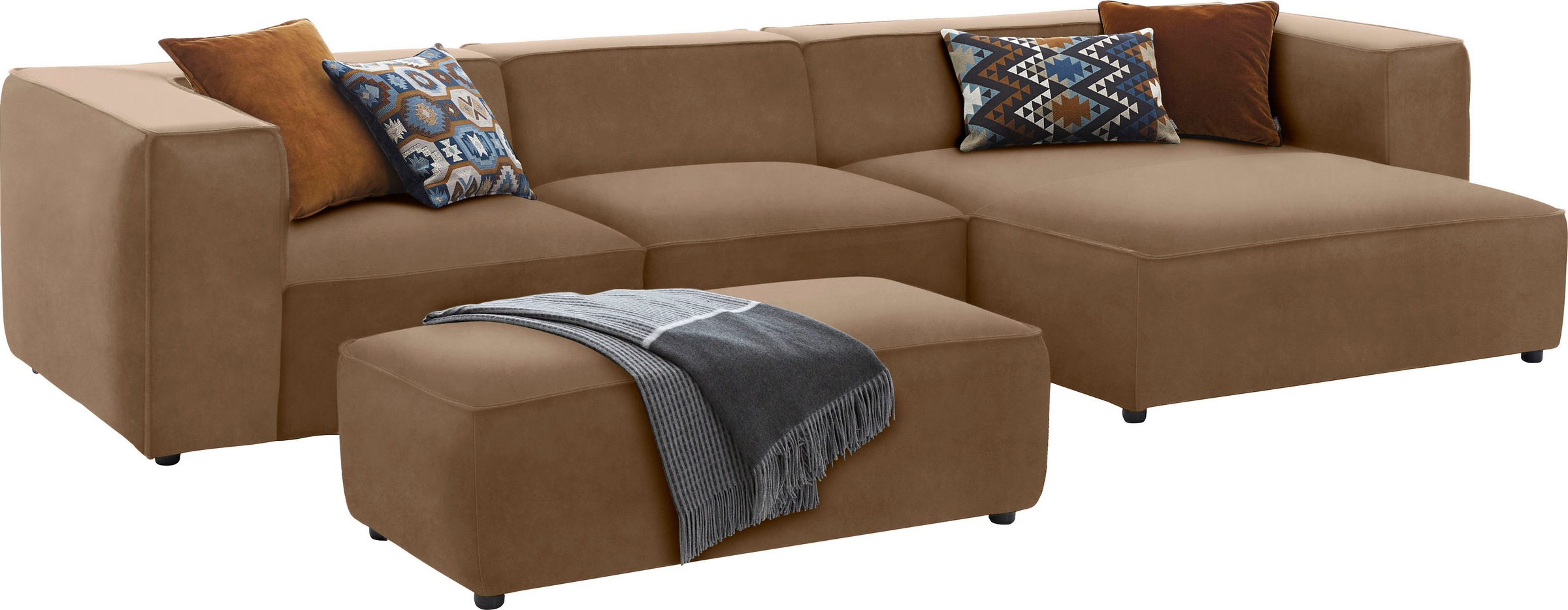 W.SCHILLIG Ecksofa »around-the-block«, mit eleganter Biese, mit Federkern, Breite 341 cm
