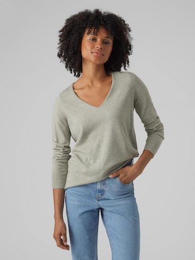 V-Ausschnitt-Pullover »VMHAPPINESS LS V-NECK PULLOVER GA BOO«
