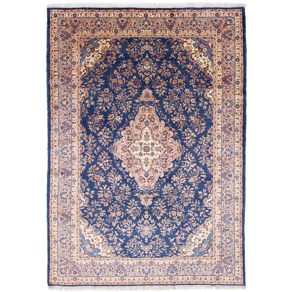 morgenland Wollteppich »Mehraban Medaillon Blu scuro 297 x 205 cm«, rechteckig, Unikat mit Zertifikat