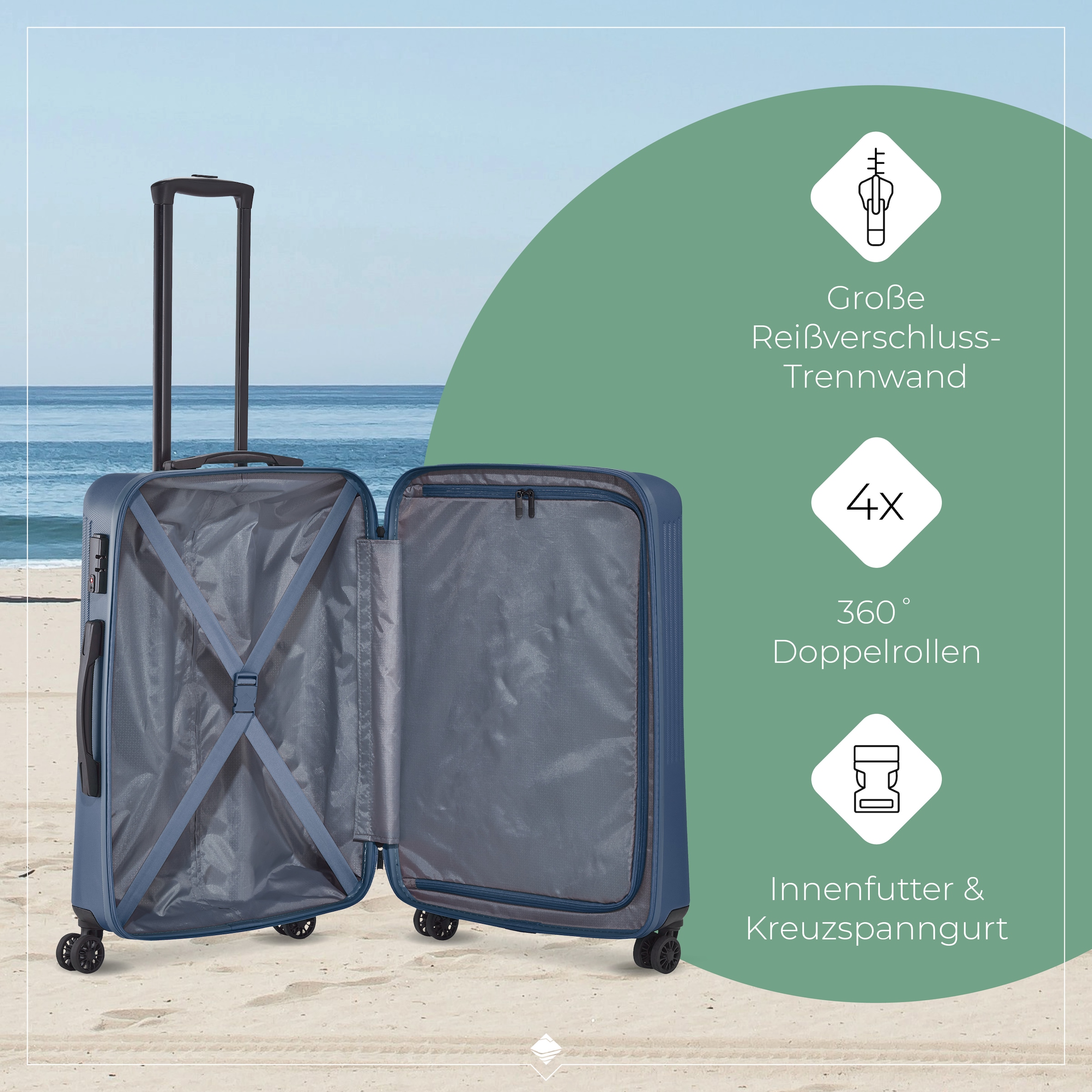 travelite Hartschalen-Trolley »BALI, in verschiedenen Größen und Farben«, 4 Rollen, Hartschallenkoffer Reisegepäck Reisekoffer TSA Schloss