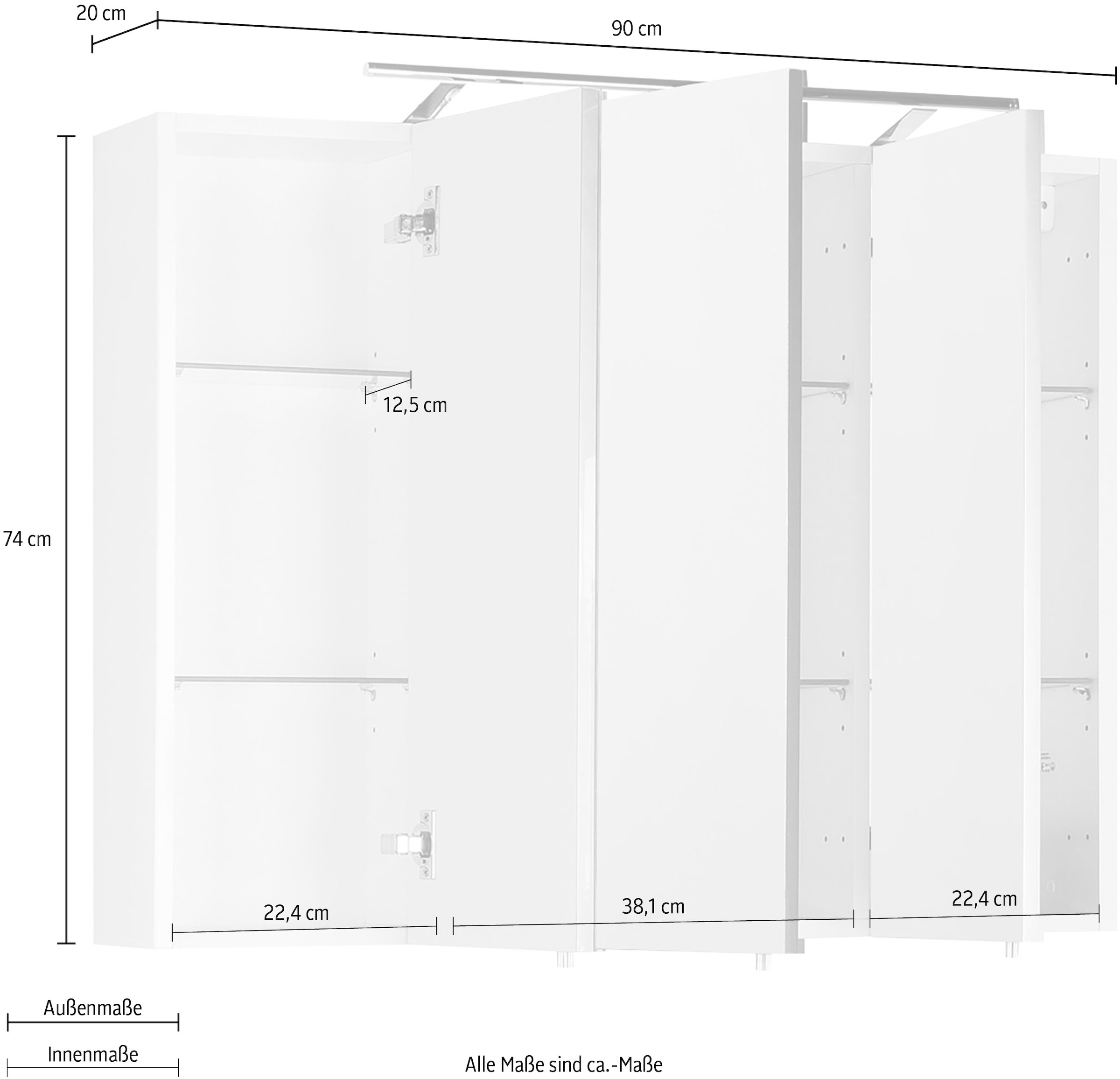 MARLIN Spiegelschrank »3040«, Breite 90 cm