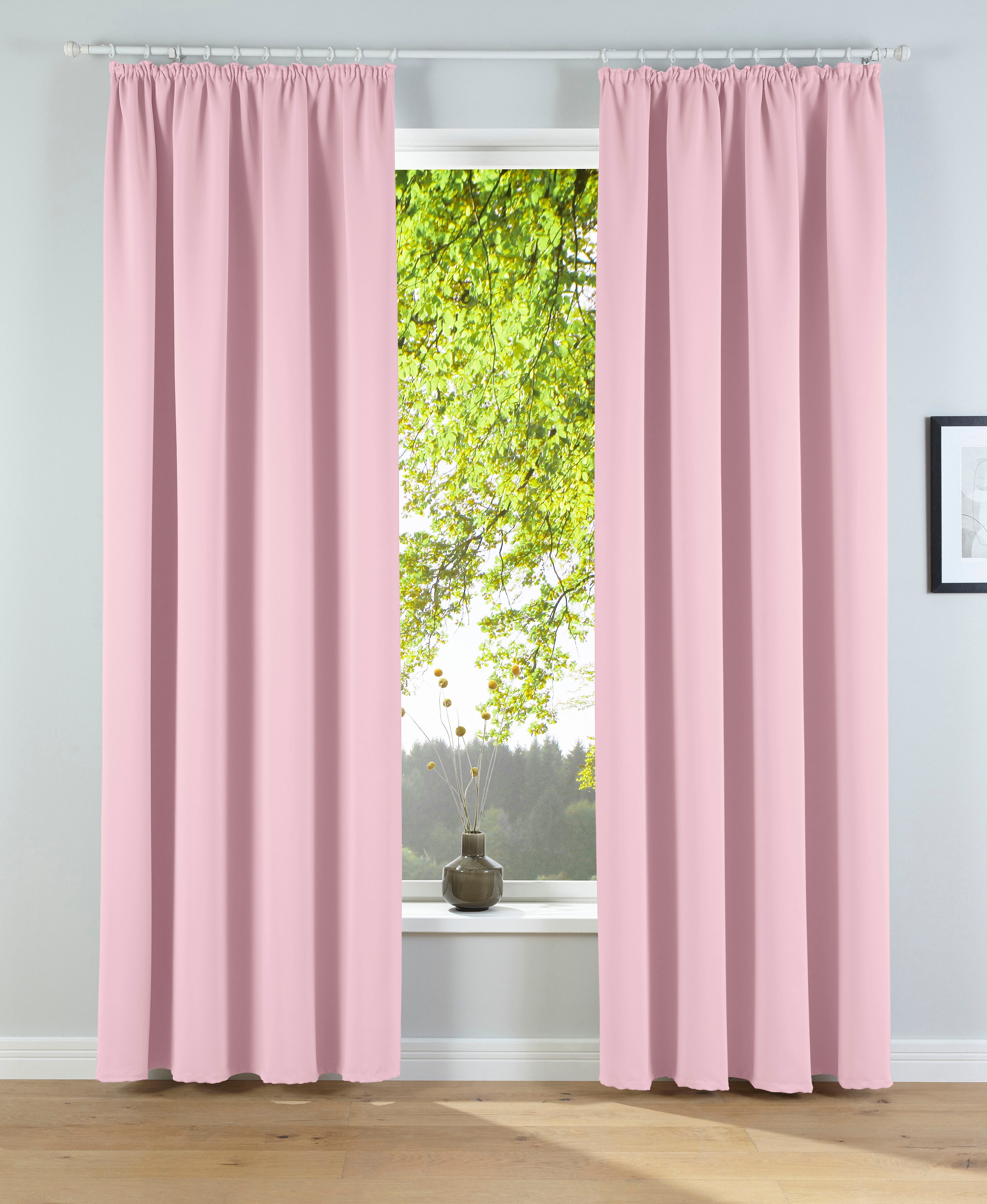 OTTO home 1100000002199 "Solana, Gardinen mit Kräuselband, Vorhänge, Wohnzimmer, modern," Kräuselband 2 Stk. tlg. 2er-Set Verdunklungsvorhang mit Thermofunktion, Bestseller, einfarbig