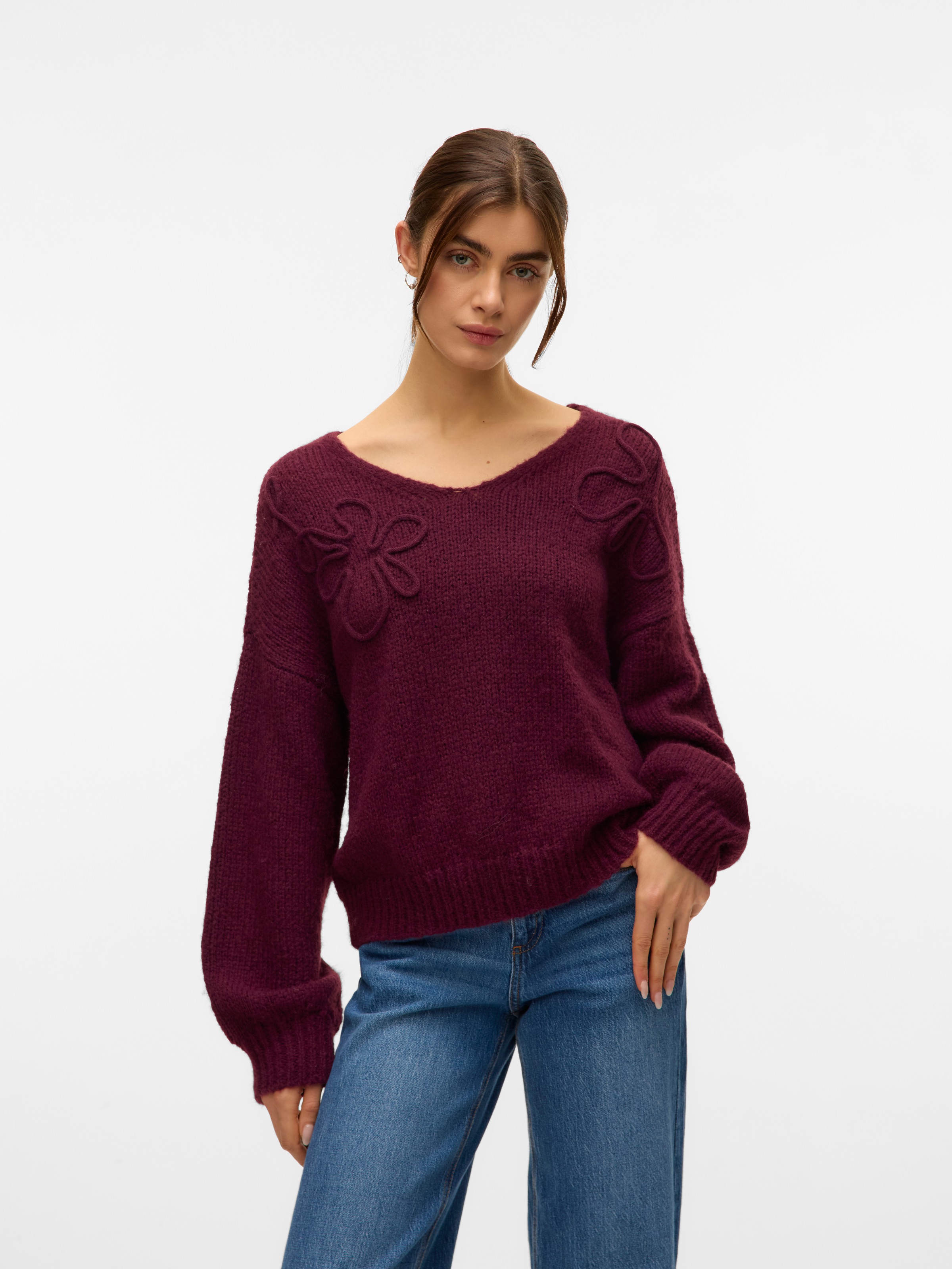 Vero Moda V-Ausschnitt-Pullover "VMLOLLIPOP LS V-NECK PULLOVER BOO" günstig online kaufen