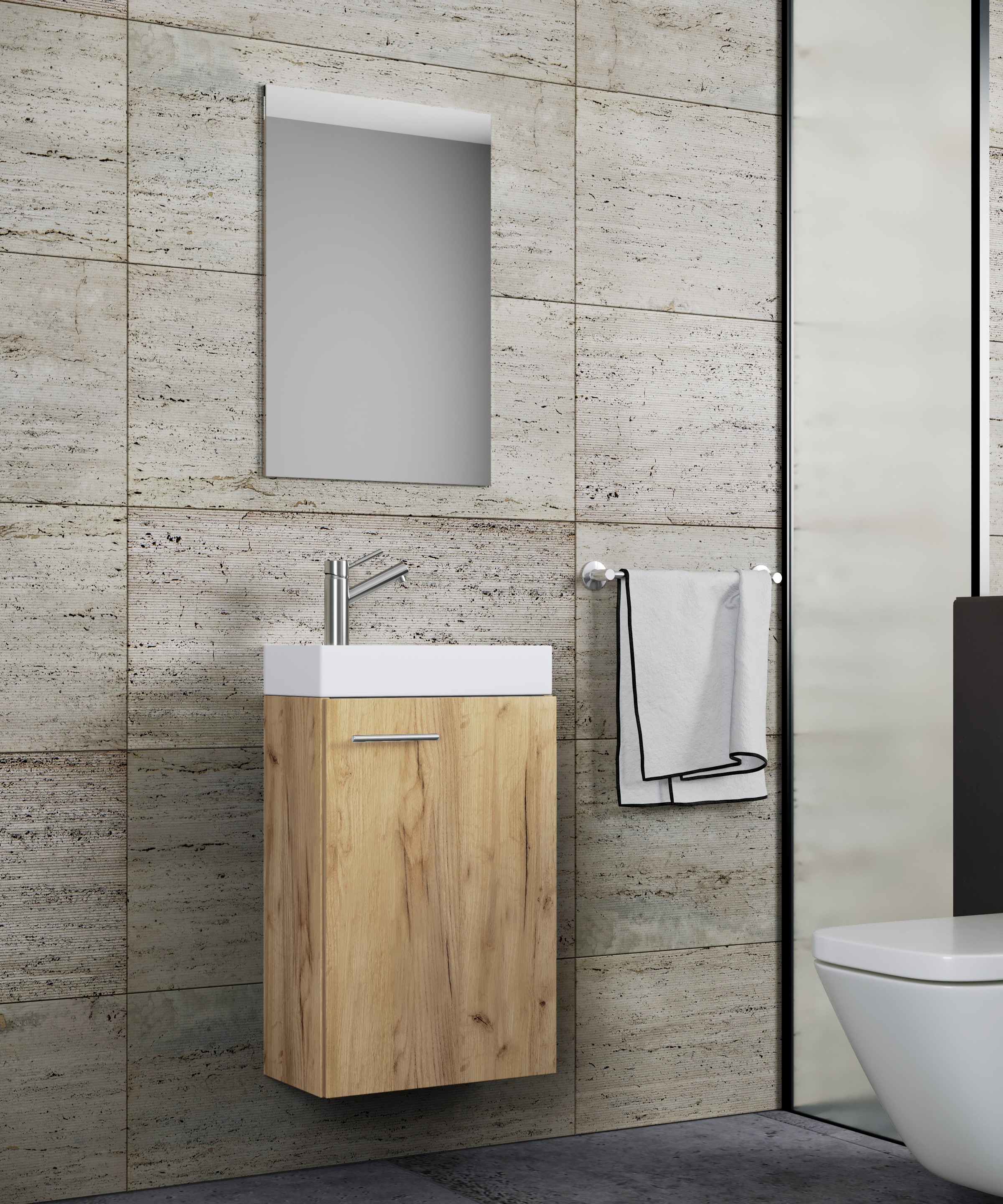 VCM Waschbeckenunterschrank »VCM 3-tlg Set | Waschplatz für Gäste WC | Gästebad | Waschtisch | Badezimmer Set - Slito SP«, (3 St.)