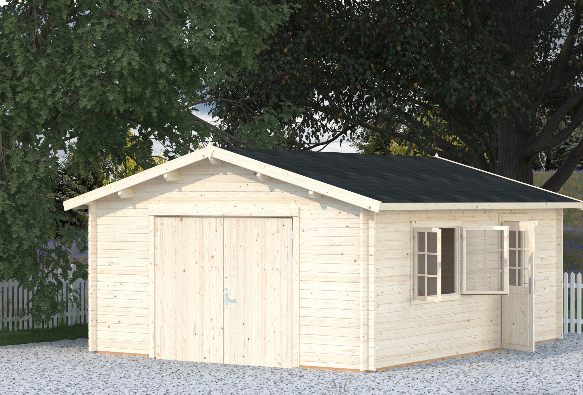 Palmako Garage "Roger" BxTxH: 514x598x287 cm, mit Holztor, naturbelassen