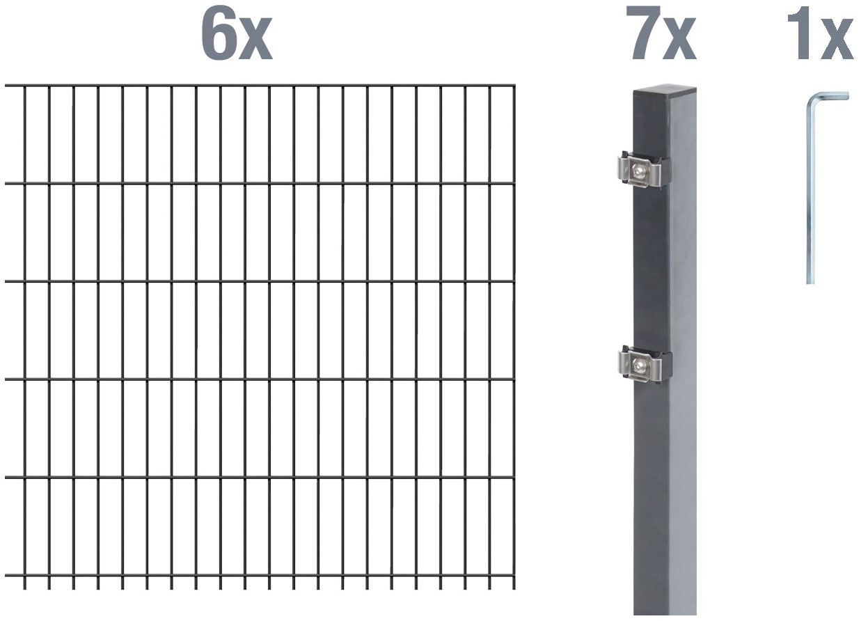 Alberts Doppelstabmattenzaun "Grundset" Höhe: 80-200 cm, Gesamtlänge: 4-30 m, zum Einbetonieren
