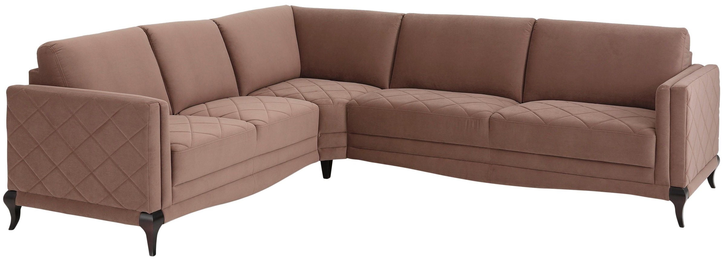 Home affaire Ecksofa "Brahms", Federkern, hohe Holzfüße in edler Optik, Kar günstig online kaufen
