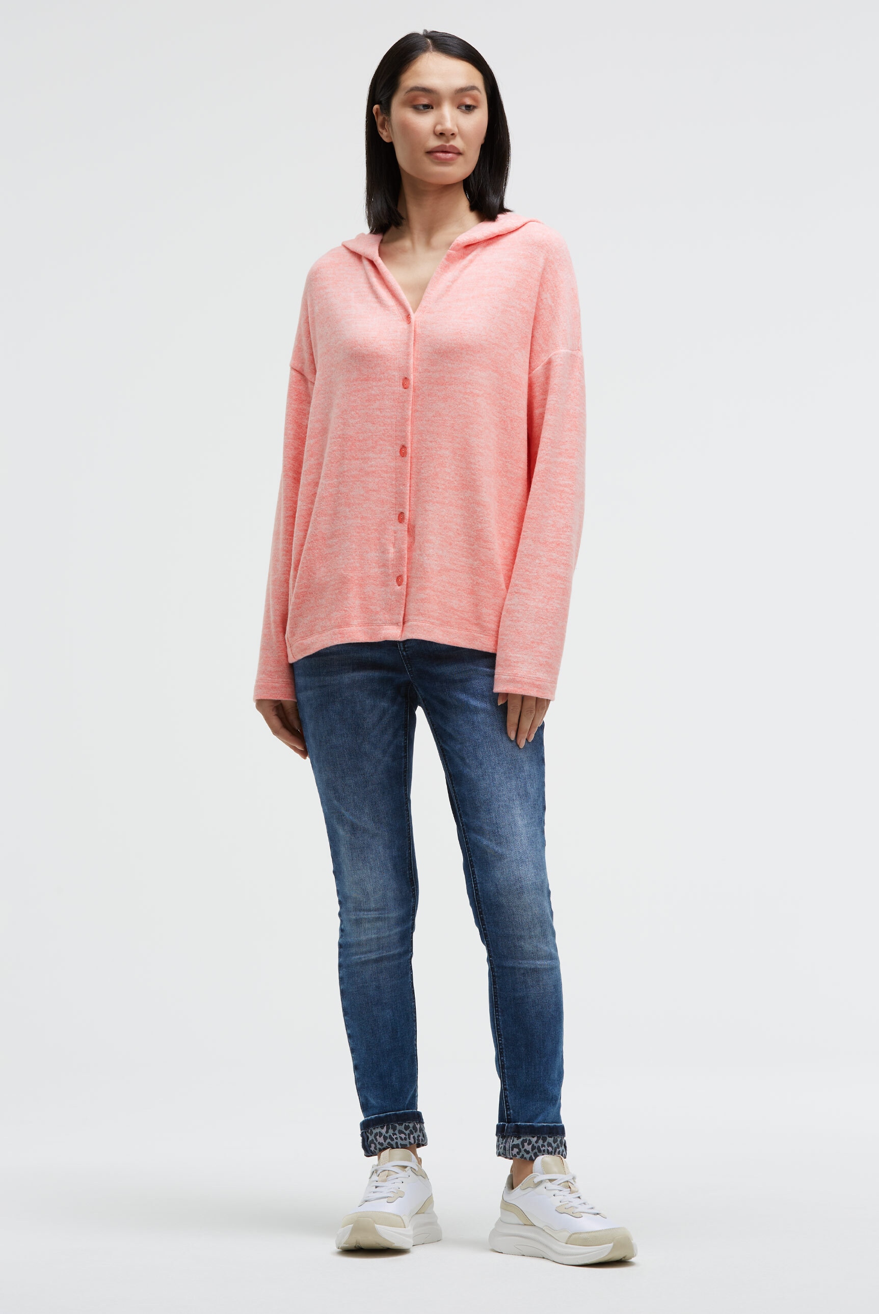 SOCCX Kapuzenstrickjacke aus Feinstrick