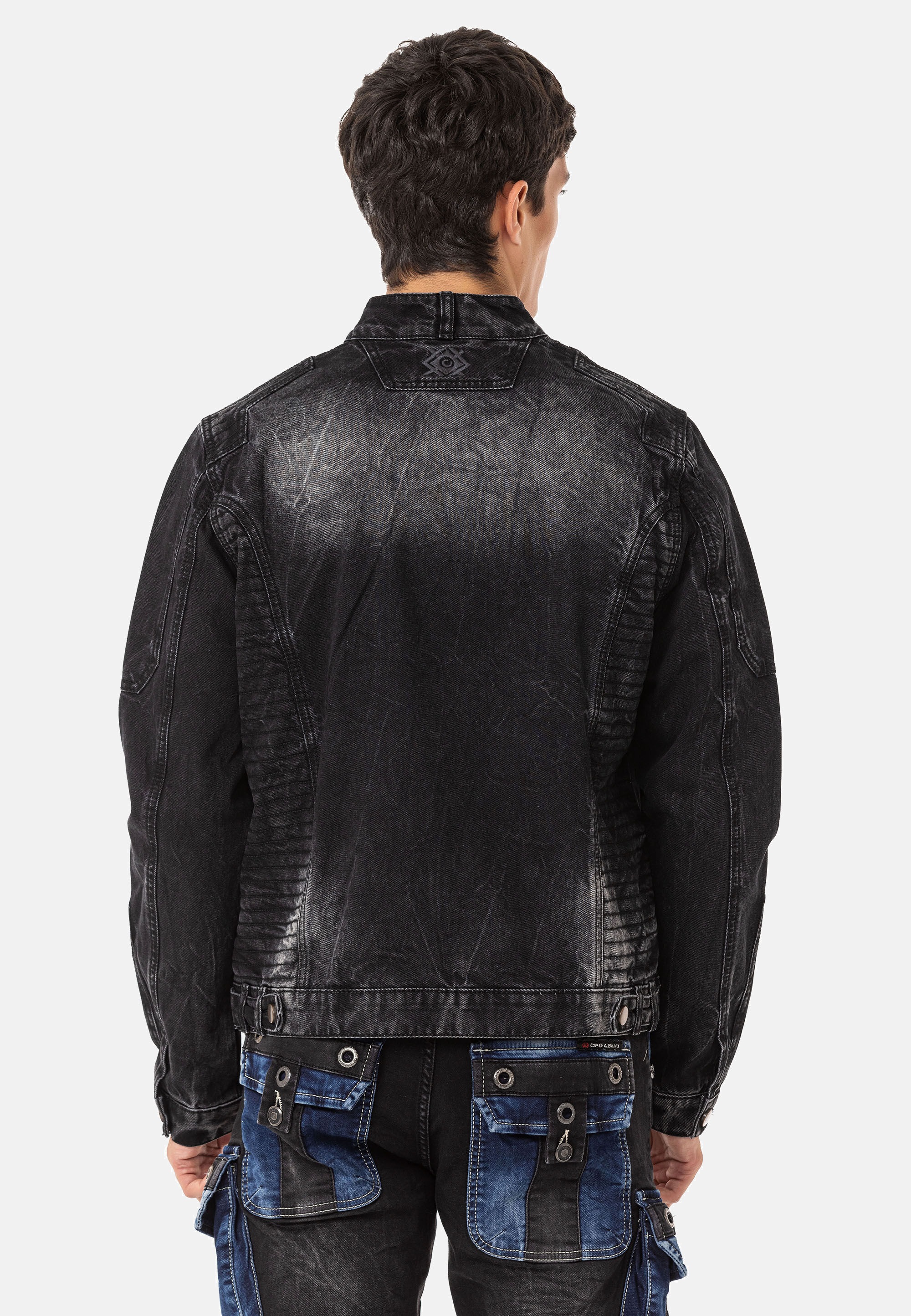 Cipo & Baxx Bikerjacke »CJ299« ohne Kapuze Cooler Used-Look für einen authentischen Vintage-Stil