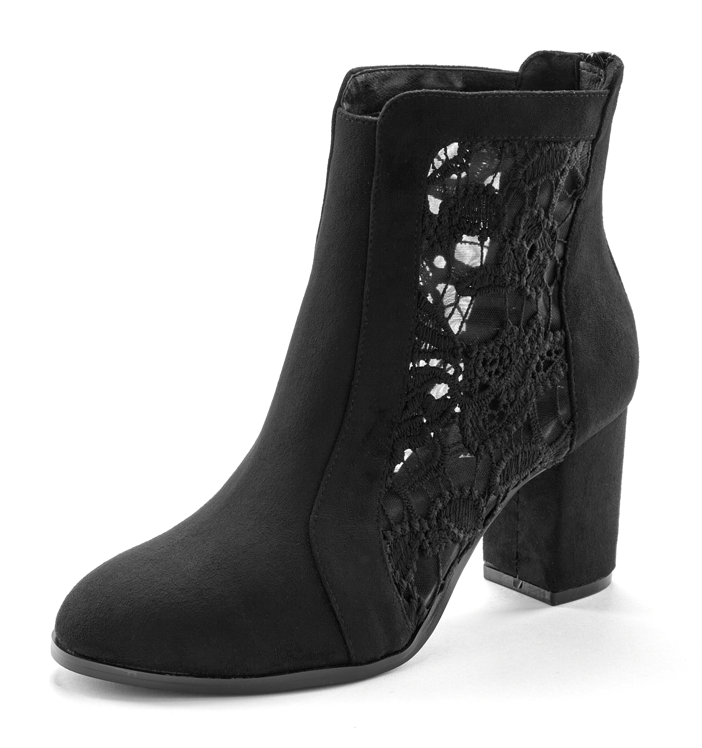 LASCANA High-Heel-Stiefelette »Ankle Boot, Stiefel«, mit modischer Spitze und bequemen Blockabsatz