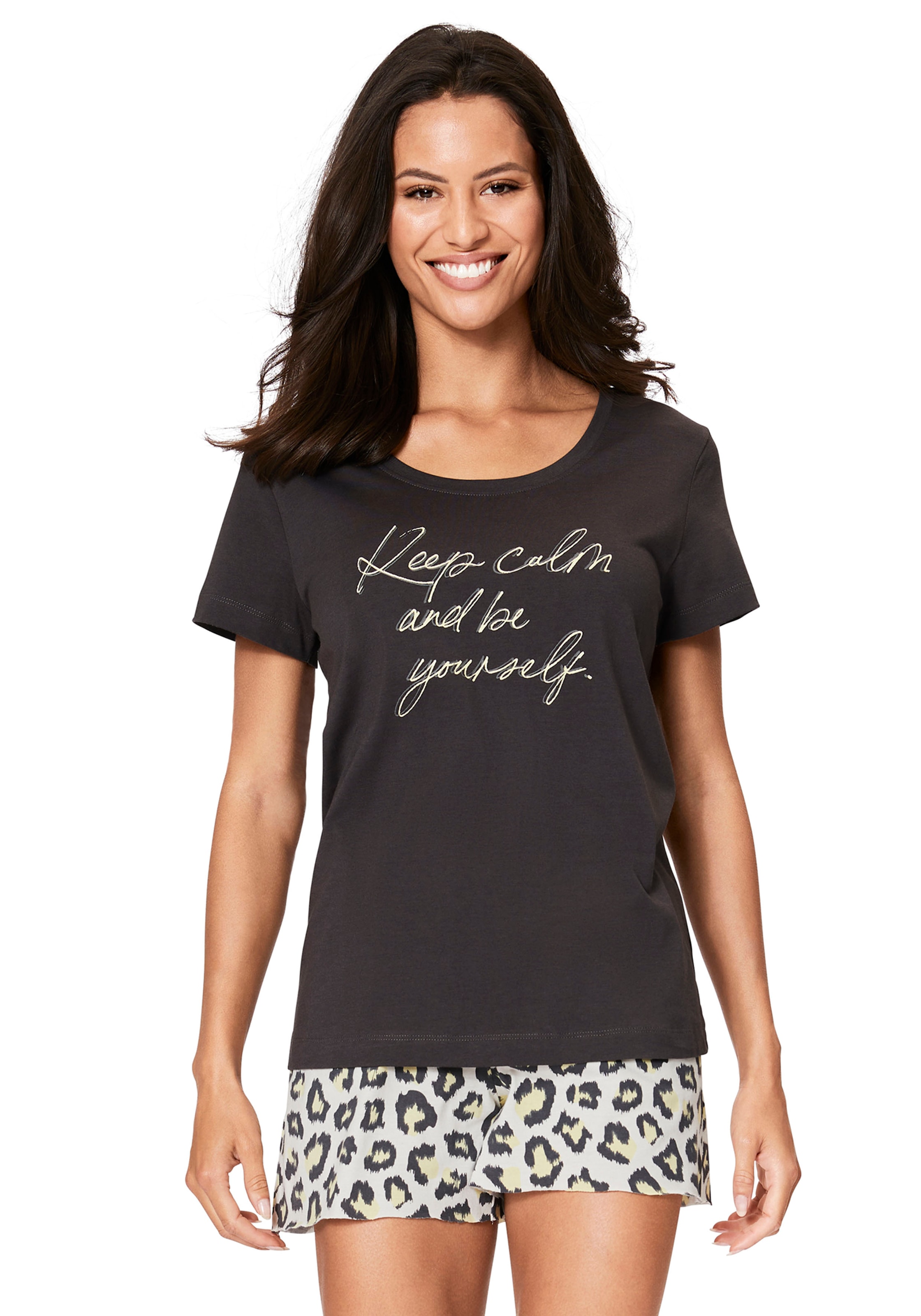 Vivance Dreams Pyjama, (Packung, 3 teilig), mit Leo-Print