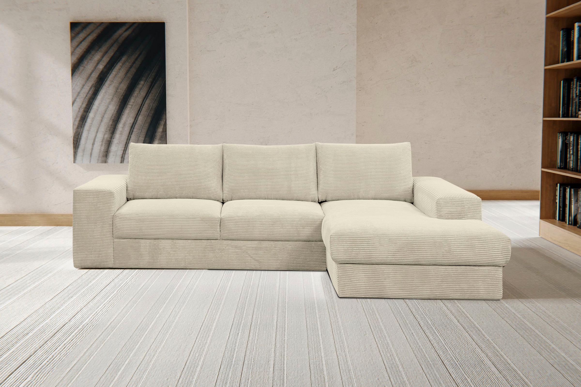 WERK2 Ecksofa "Rozzana 280 x 190 cm modern und bequem" Cord, L-Form, XXL
