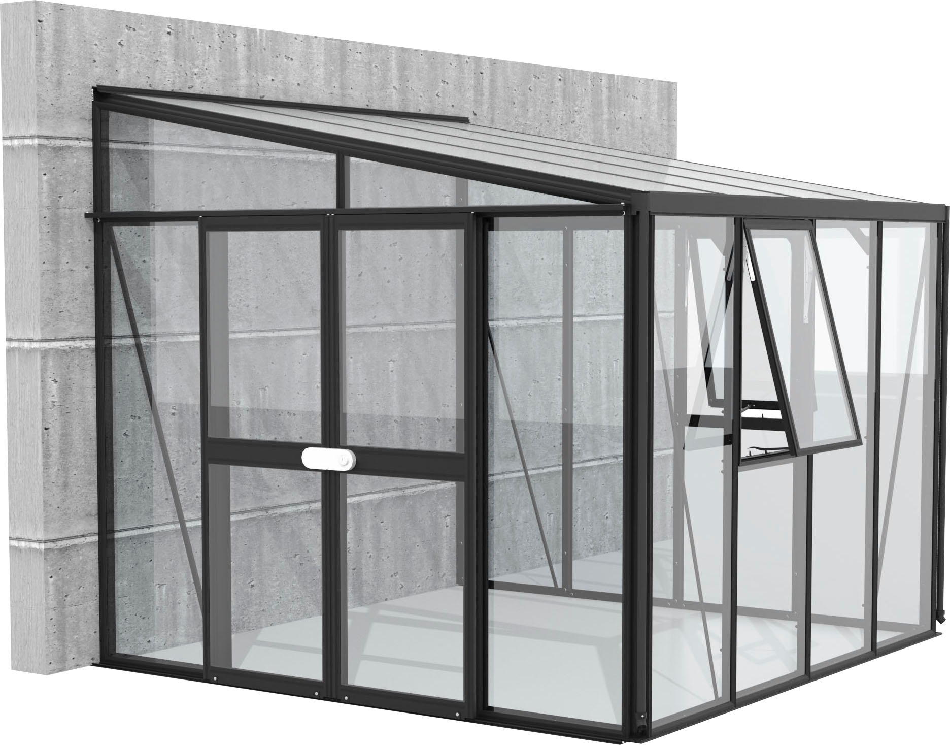 Vitavia Anlehngewächshaus »H_elena 7000«, Alu-Profile, 3 mm Sicherheitsglas, Dach 10 mm Hohlkammerplatten