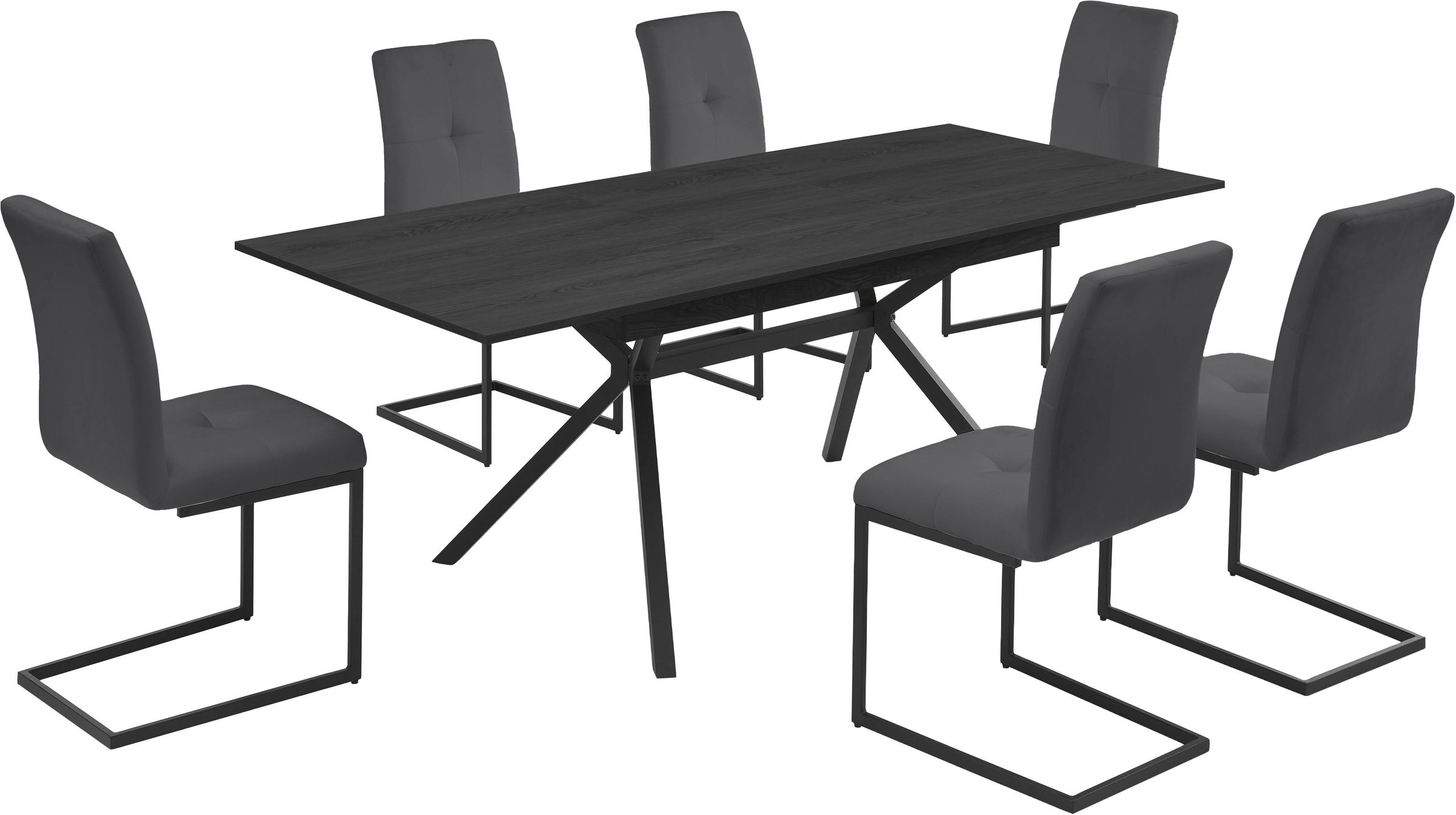 OTTO home Esszimmerstuhl »Vendy«, (Set), 2 St., Samtstoff Velvet, mit verstellbaren Füßen und robustem, pulverbeschichtetem Gestell.