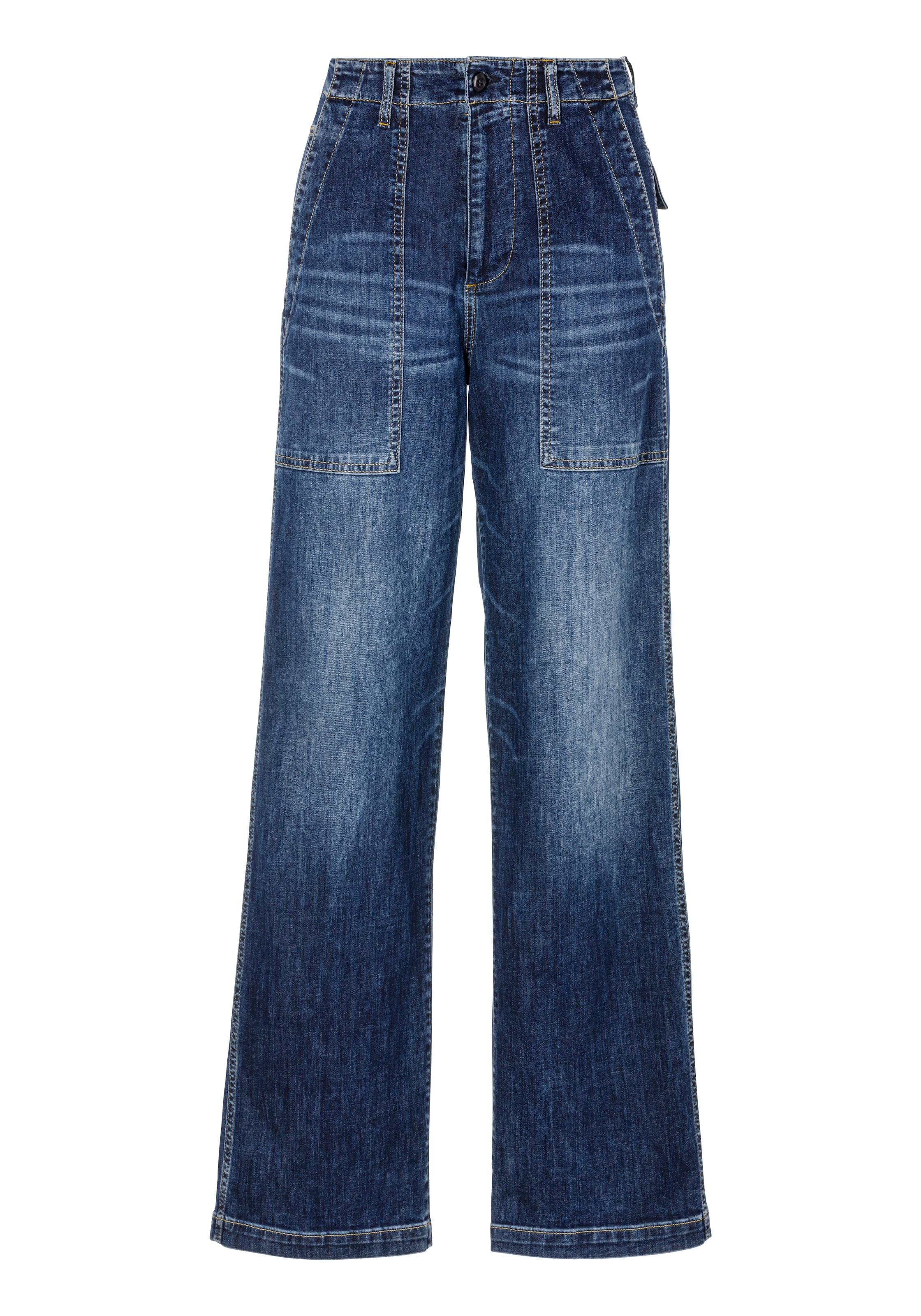 Herrlicher 5-Pocket-Jeans »Fatique Women Wide Recycled Light Denim«, mit großen aufgesetzten Taschen