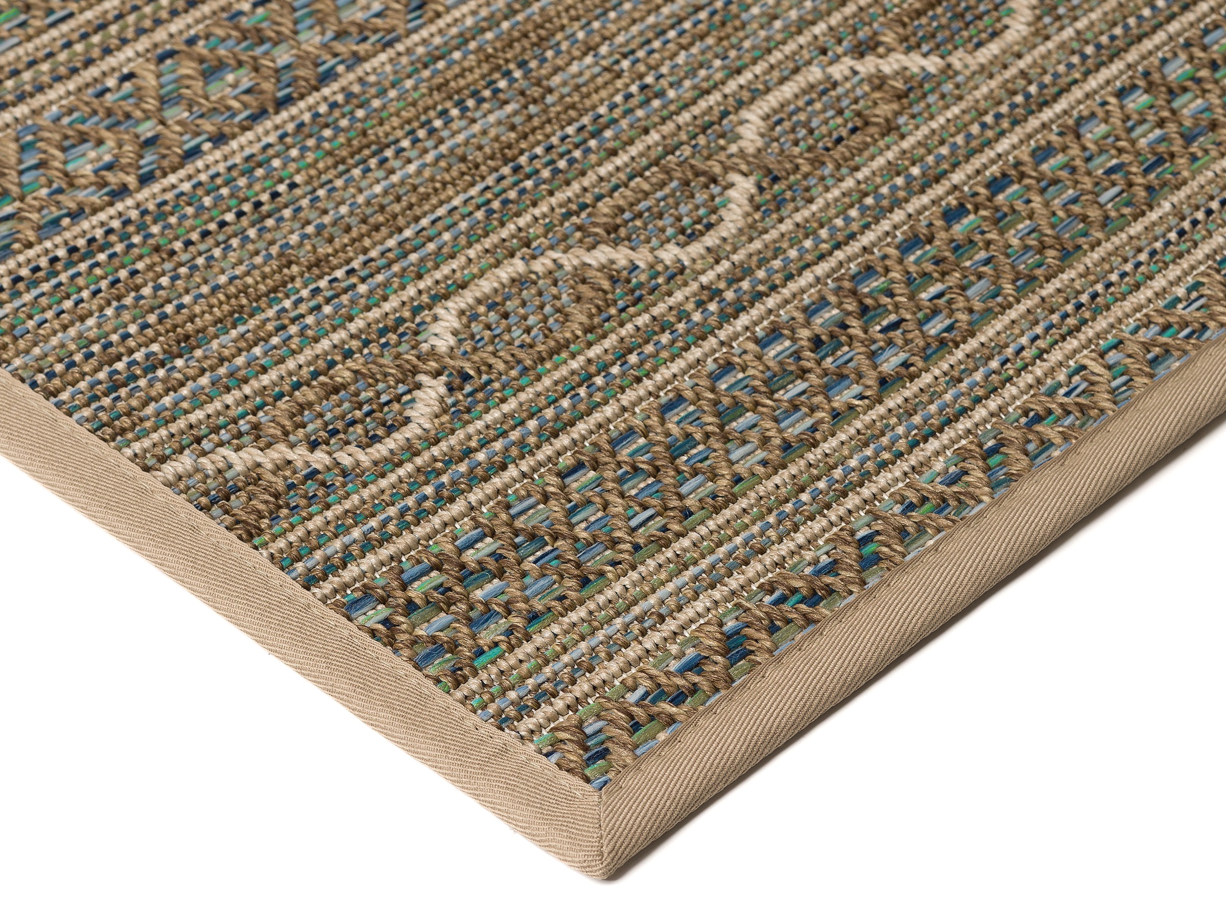 Dekowe Teppich »Joy Barbados beig« rechteckig 10 mm Höhe meliert, gestreift, Rauten, mit Bordüre, In- und Outdoor geeignet