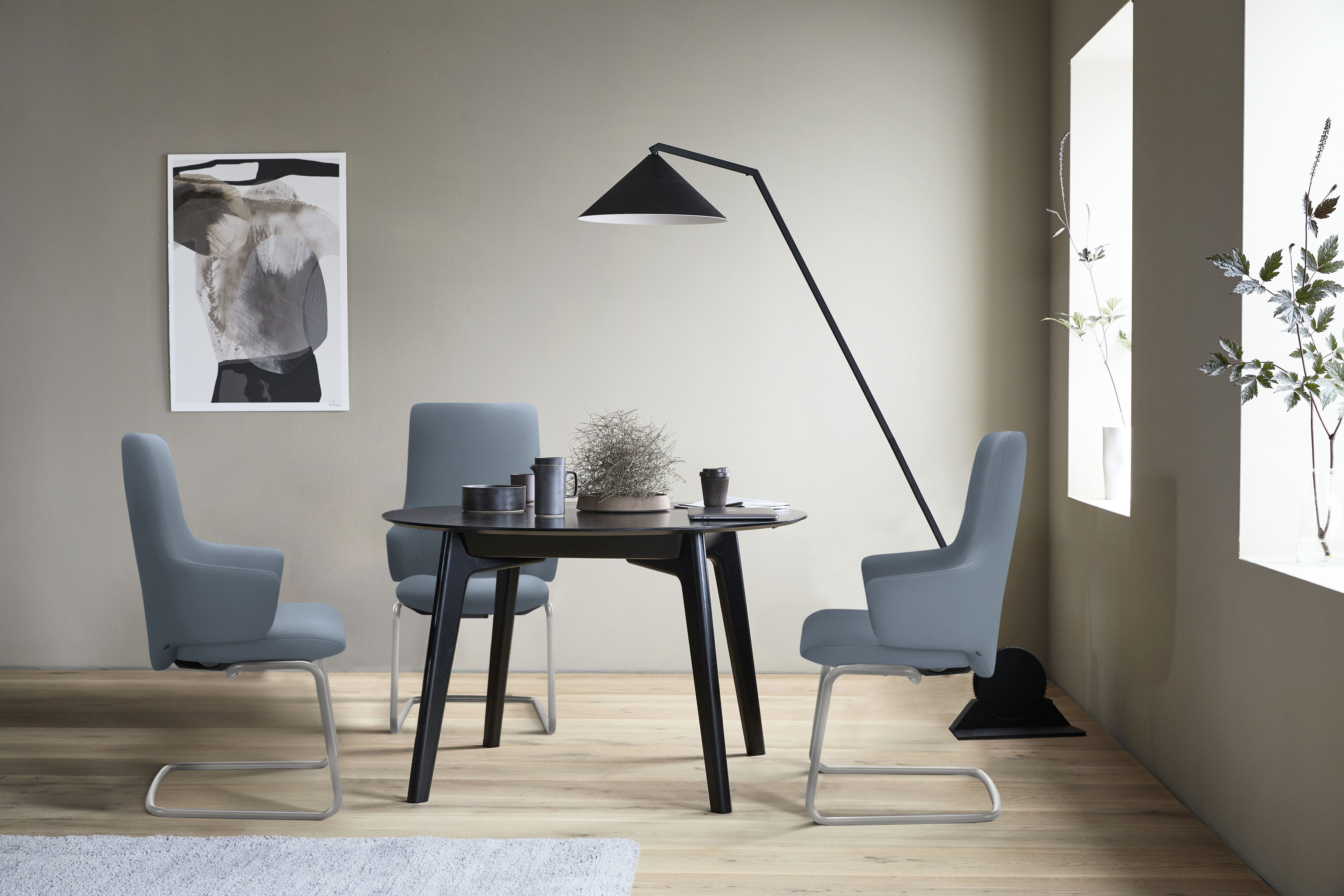 Stressless Polsterstuhl "Laurel" () High Back mit Armlehne, Größe L, mit Beinen aus Stahl in Schwarz matt