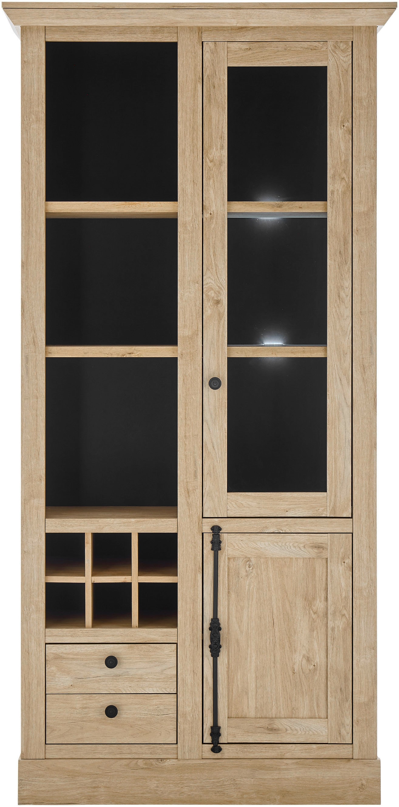 Home affaire Vitrine »Cornwall, Hochschrank im Landhausstil, Glasvitrine, Eiche Dekor«, (1 St.), Metallgriffe, 105 cm breit, viel Stauraum, in zwei Größen verfügbar