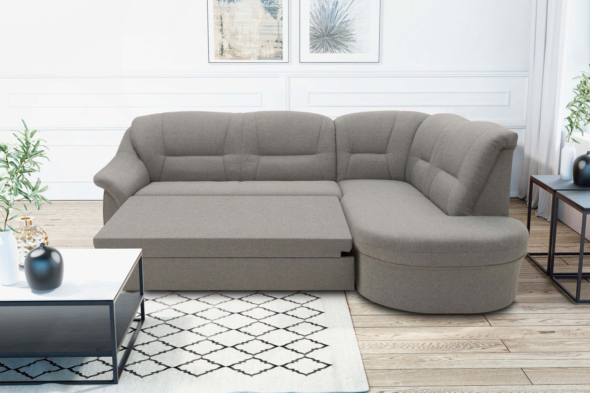 DOMO collection Ecksofa "Faenza für kleine Räume, Stellmaße 232x176cm, komf günstig online kaufen