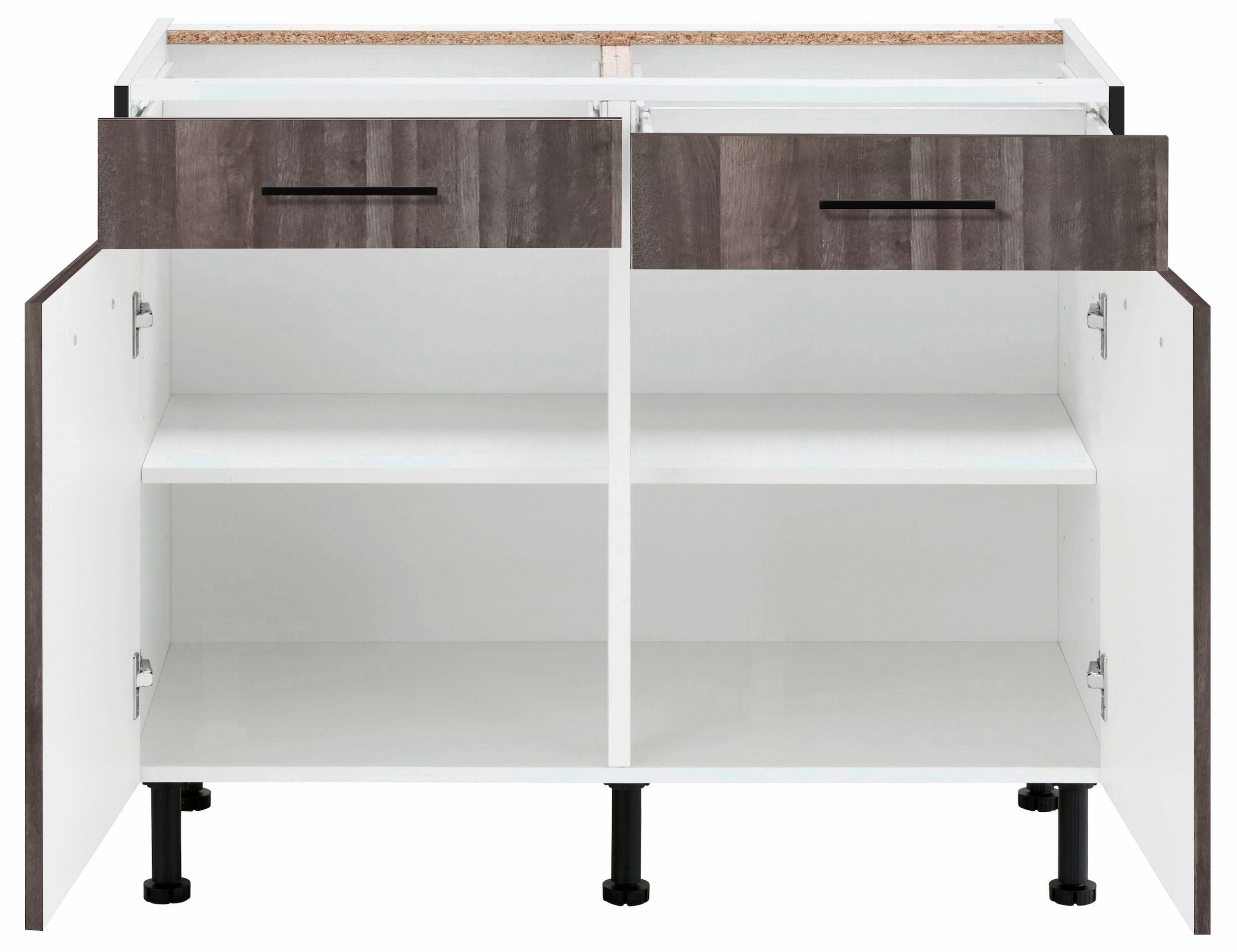 wiho Küchen Unterschrank »Nisos«, 100 cm breit, Soft-Close in Schubladen, verstellbare Füße, ohne Platte