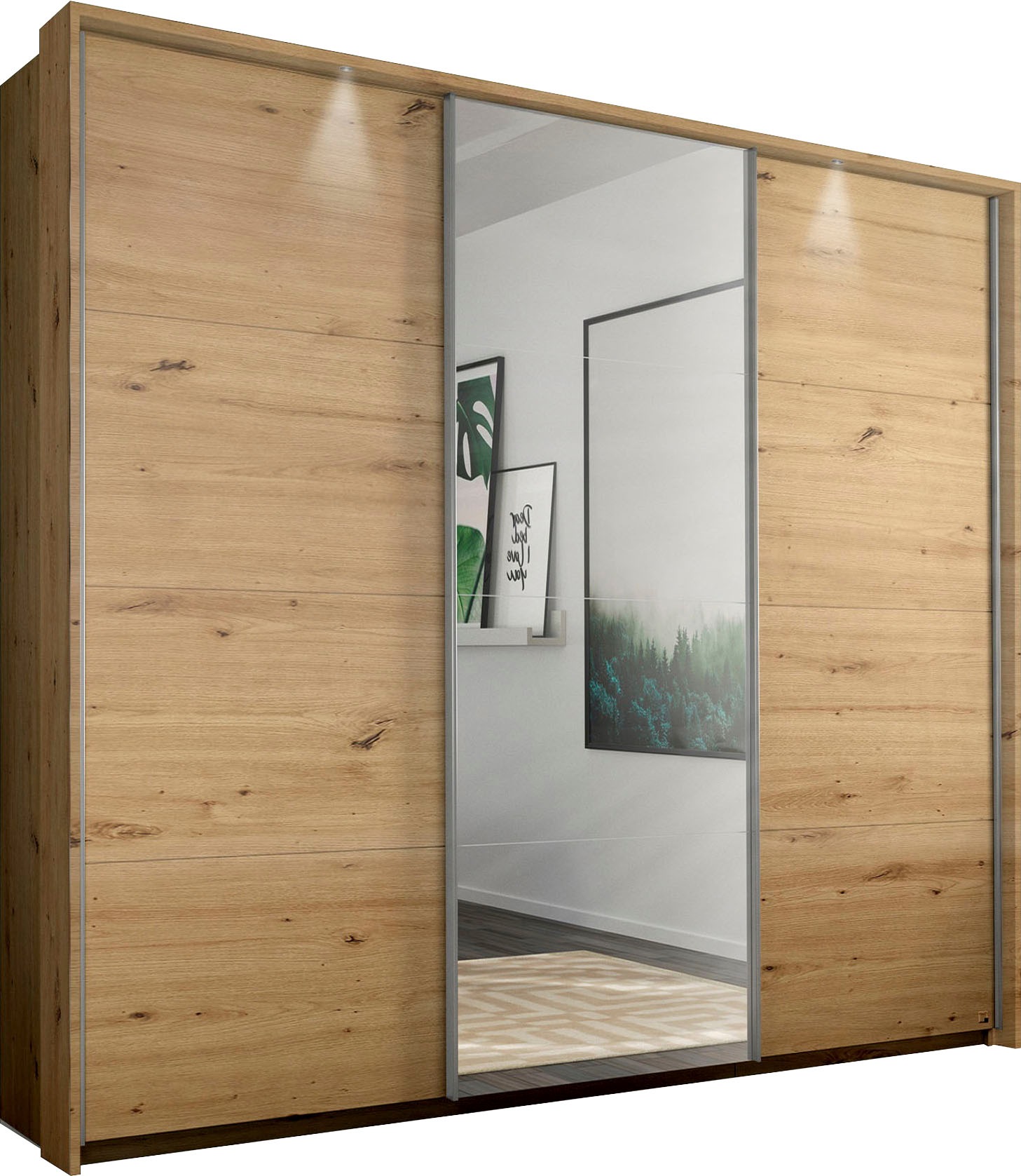 rauch Schwebetürenschrank »Kleiderschrank Schrank Garderobe Wäscheschrank TOMA mit Passepartout«, inkl. Regaleinsatz sowie zusätzlichen Einlegeböden MADE IN GERMANY
