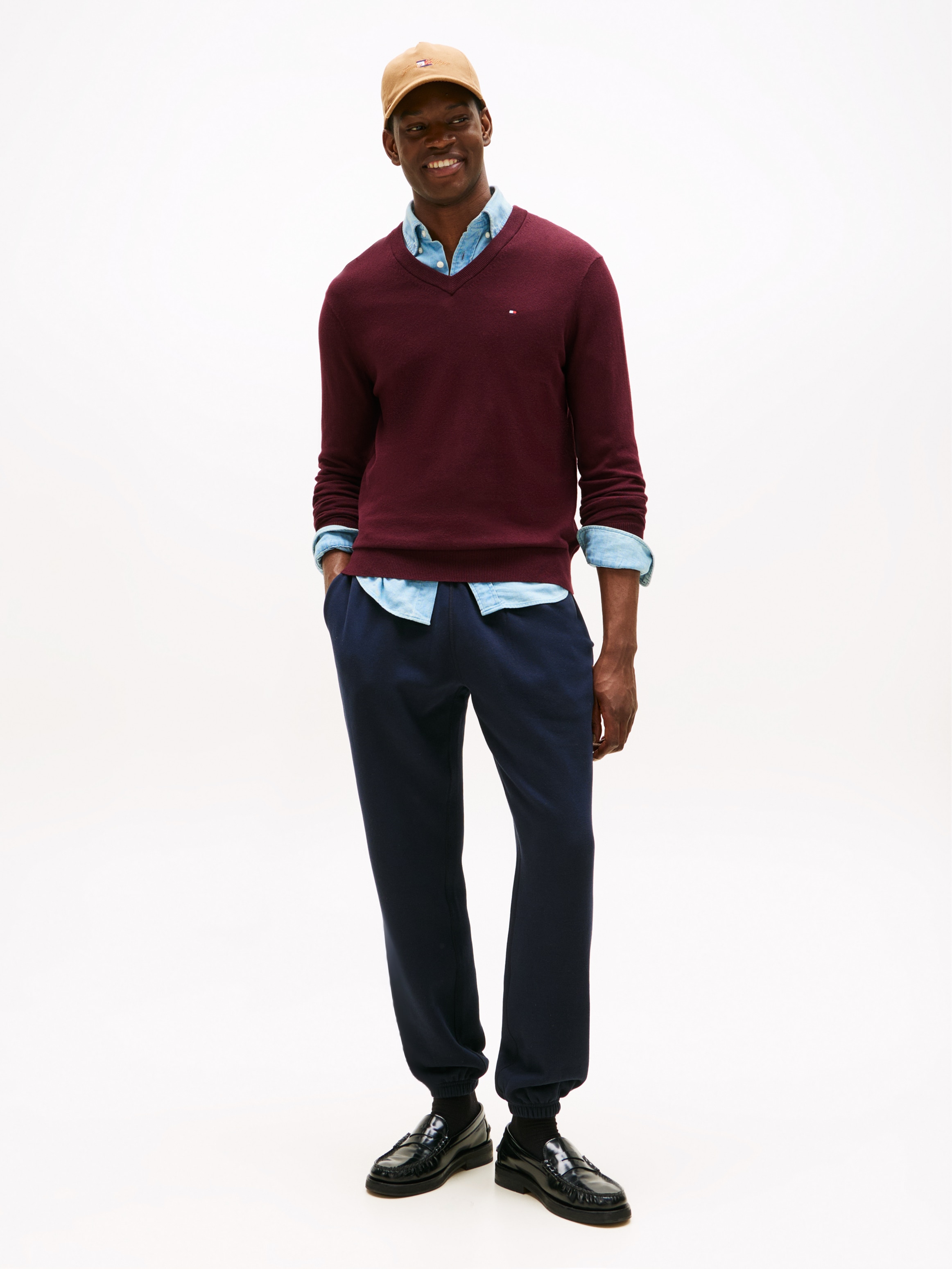 Tommy Hilfiger V-Ausschnitt-Pullover »PIMA ORG CTN CASHMERE V NECK«