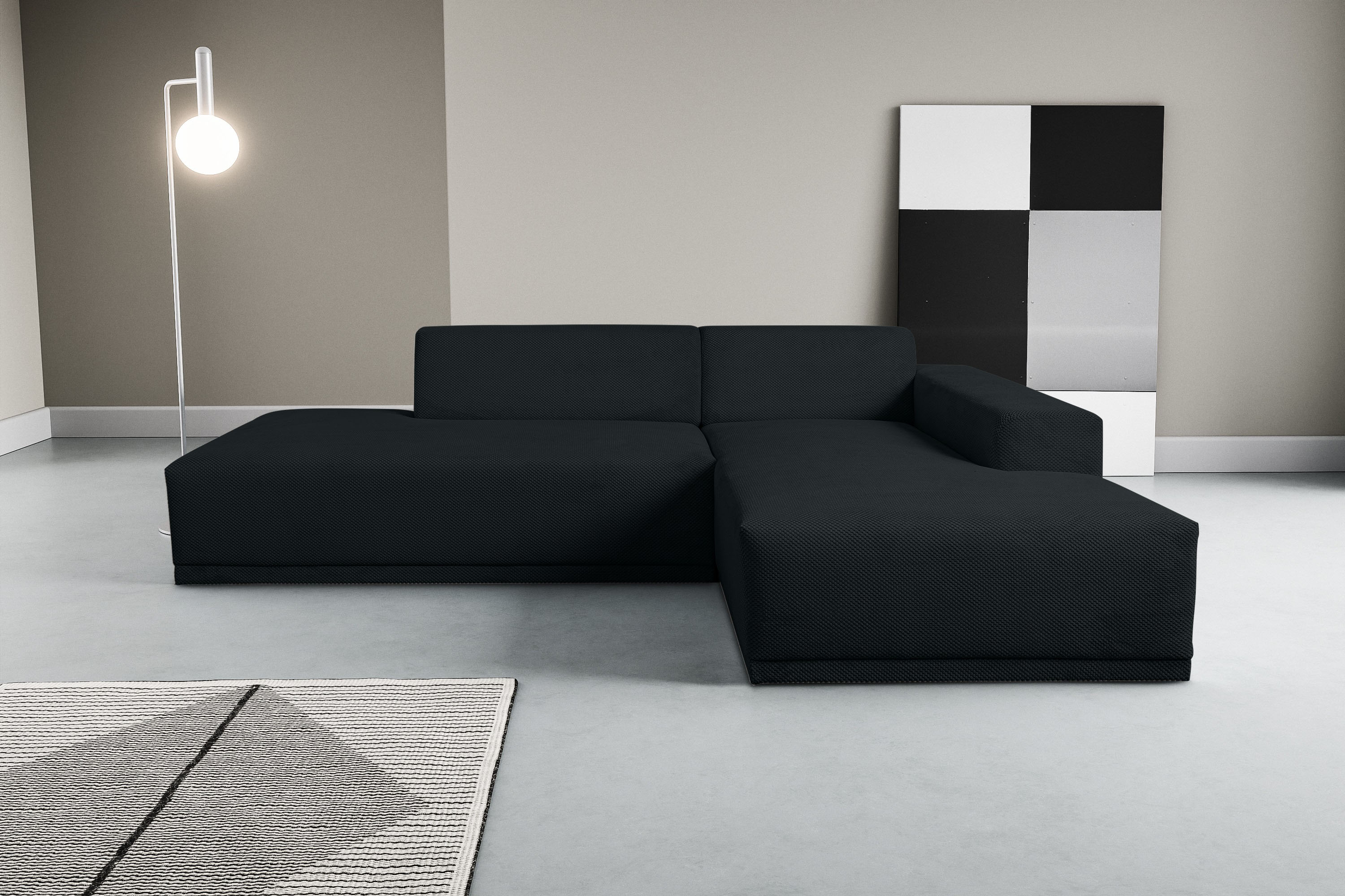 WERK2 Ecksofa "Apollo 264 x 188 cm modern und bequem" Waffelcord, L-Form